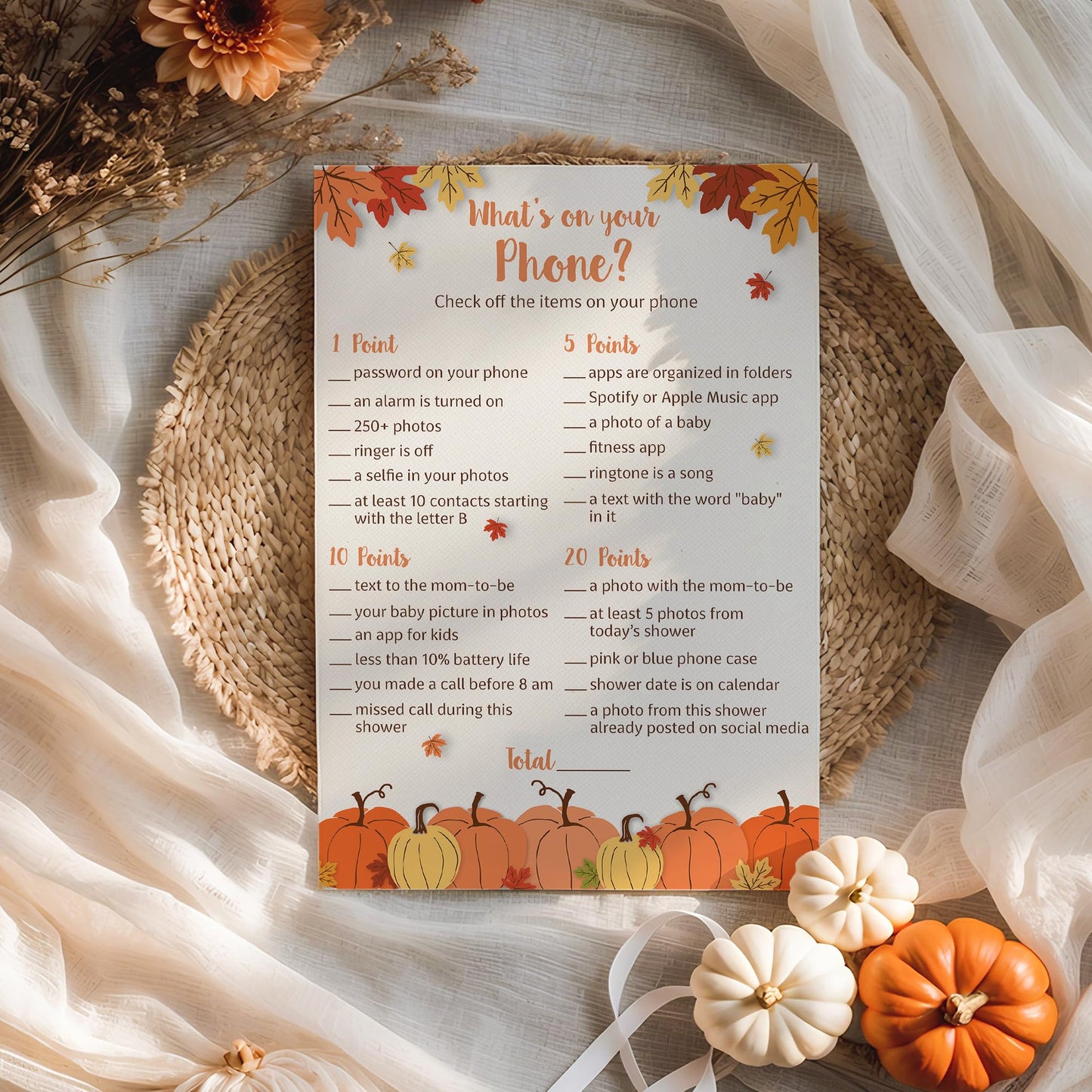 Roseum Collections - Juego de 25 unidades, diseño de calabazas, diseño de calabazas, diseño de baby shower de otoño o actividad de revelación de género, neutro para Halloween, G330-PHN