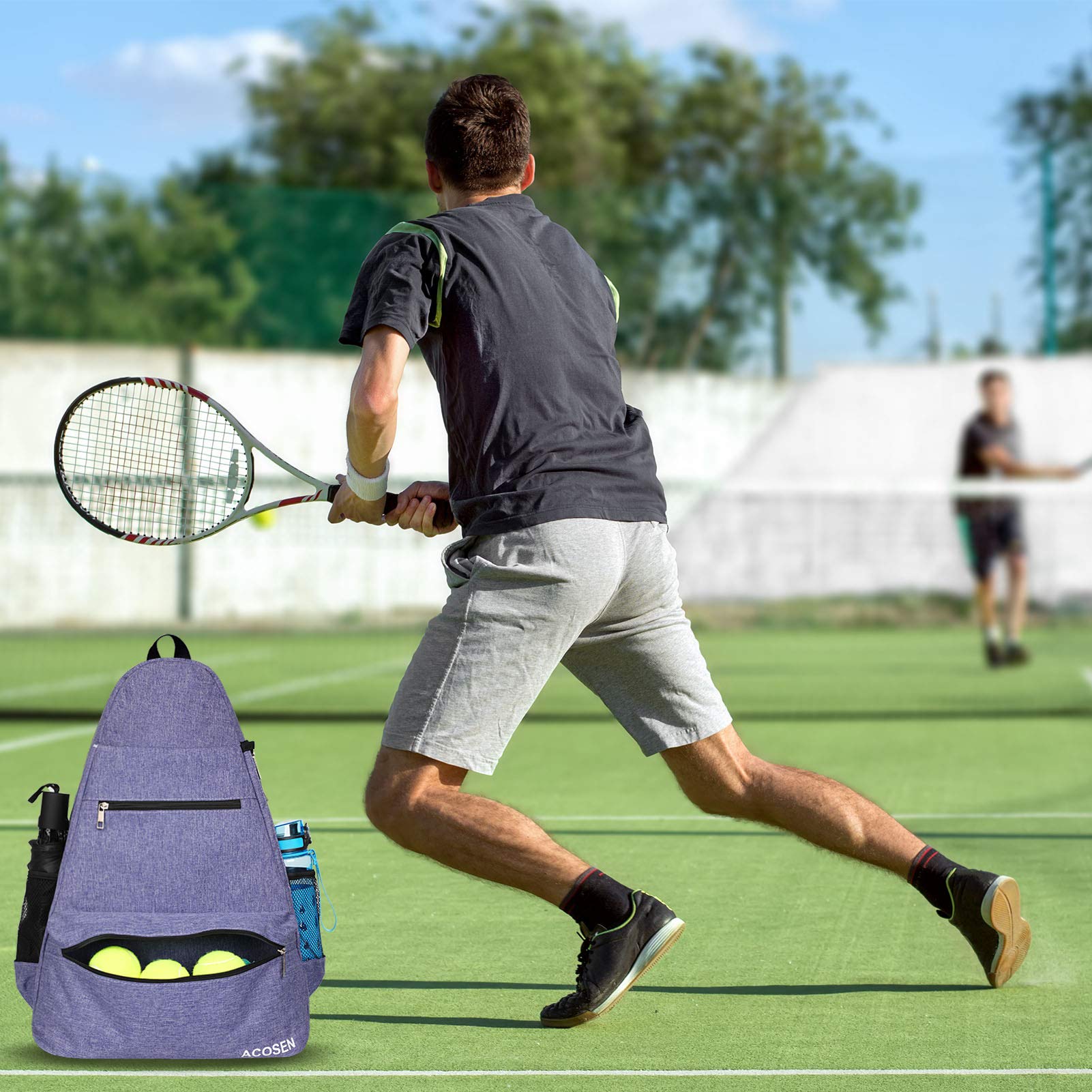 Mochila de Tenis ACOSEN morado con Sujeción para Raquetas para Mujer y Hombre