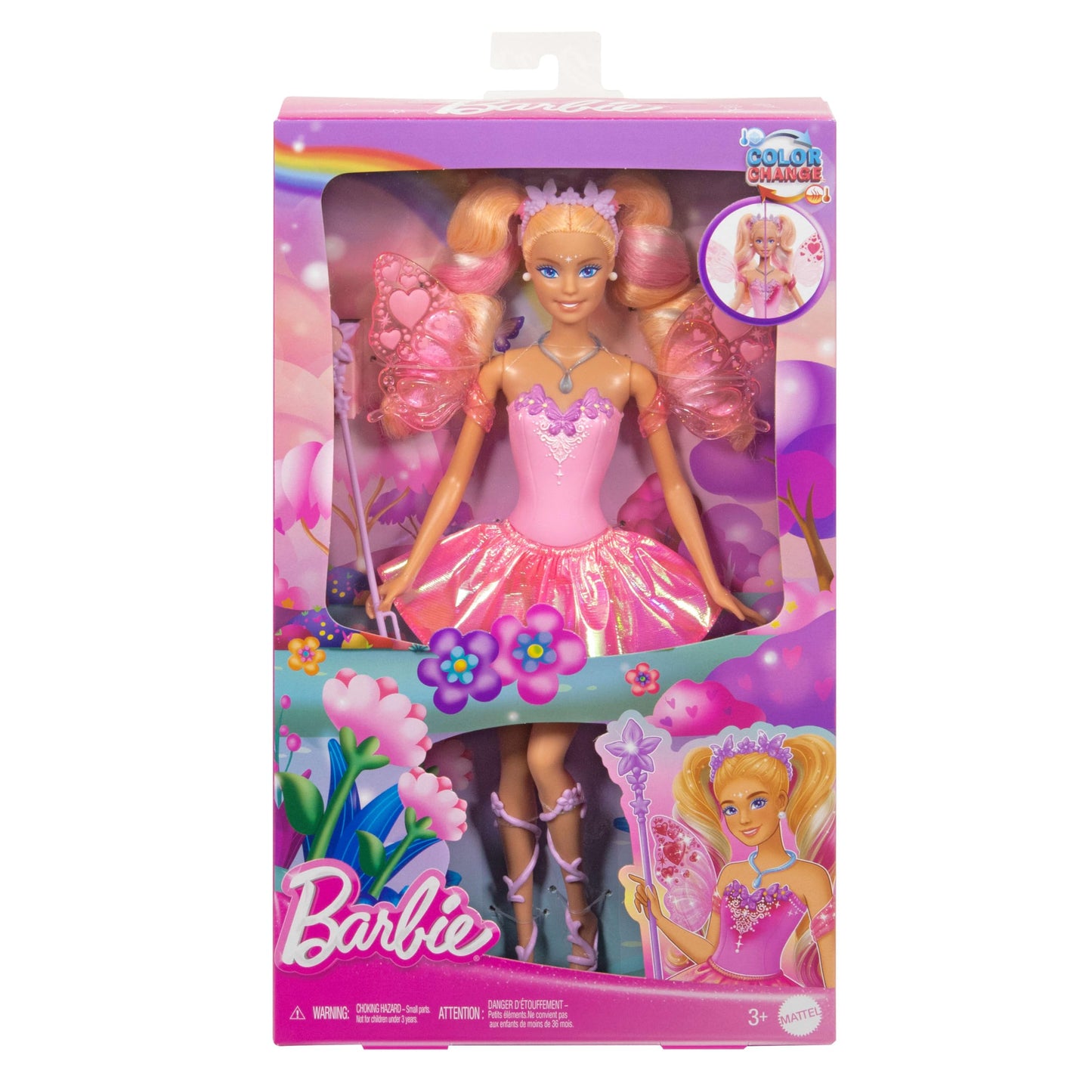 Barbie Muñeca Hada Colores Mágicos para niñas de 3 años en adelante