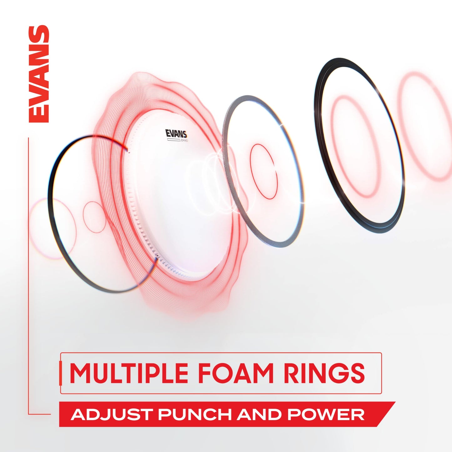 Evans EMAD System - Paquete de bombo – Contiene 1 cabezal de bombo, 1 cabezal de tambor Reso, 2 anillos de amortiguación intercambiables y anillos de amortiguación de espuma, personaliza el sonido del