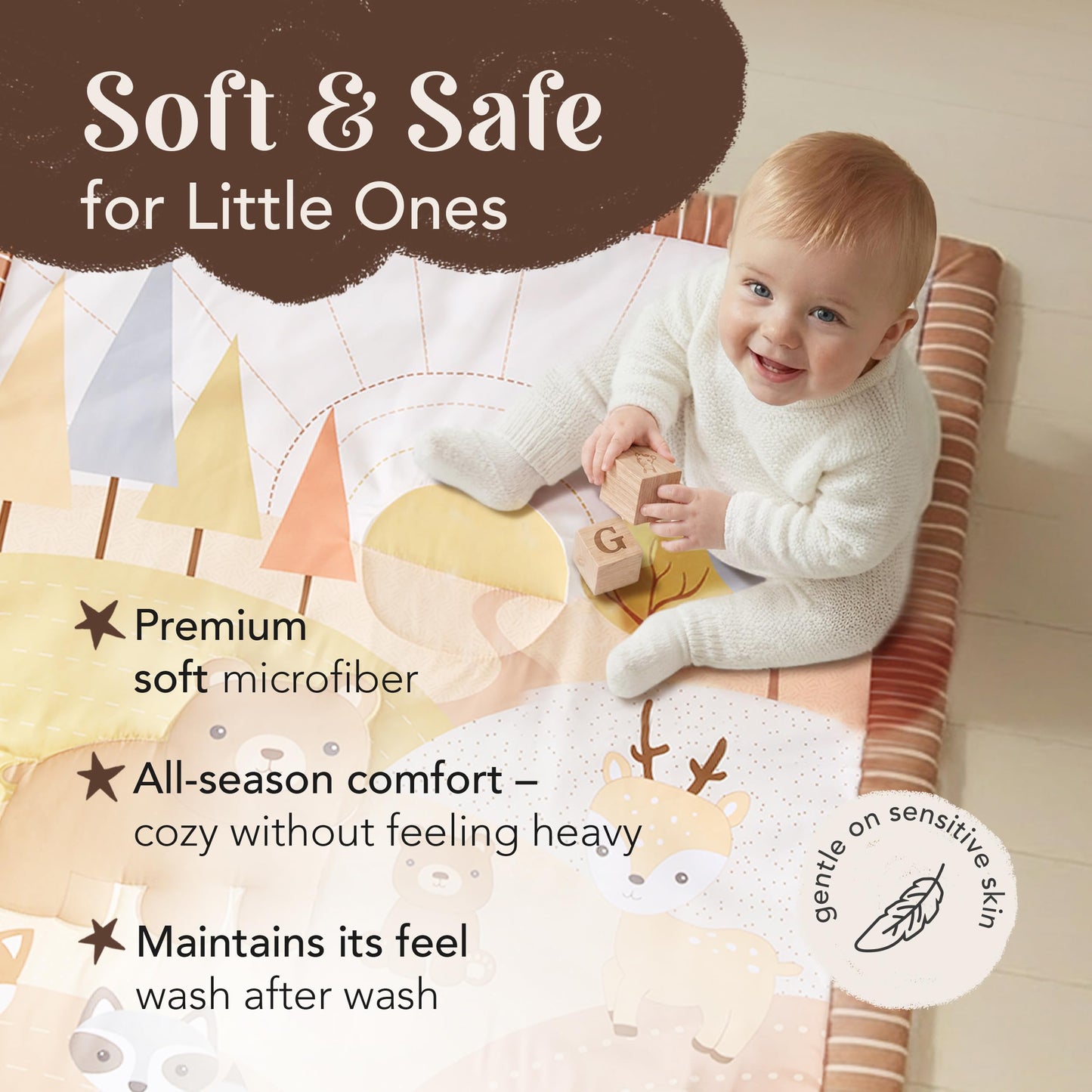 El juego de sábanas de 3 piezas para cuna de The Hōmistry para niños y niñas - Edredón reversible, sábana ajustada, falda de cuna - Juego de ropa de cuna de microfibra suave, transpirable y duradera