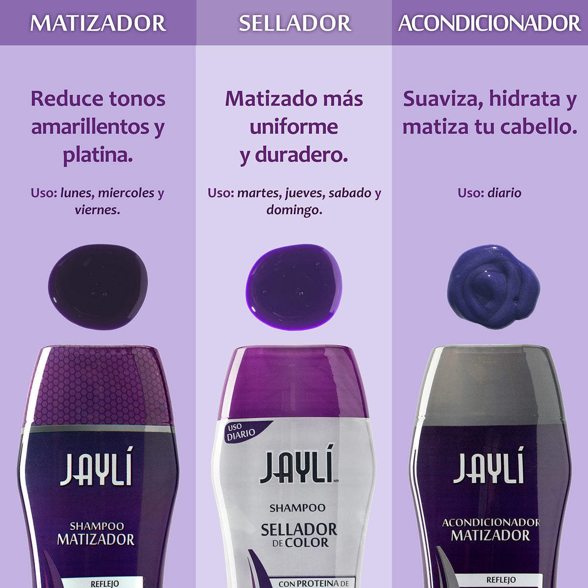 Matizador Violeta Sin Sal Sin Sulfatos, Shampoo + Acond (3 Pack)