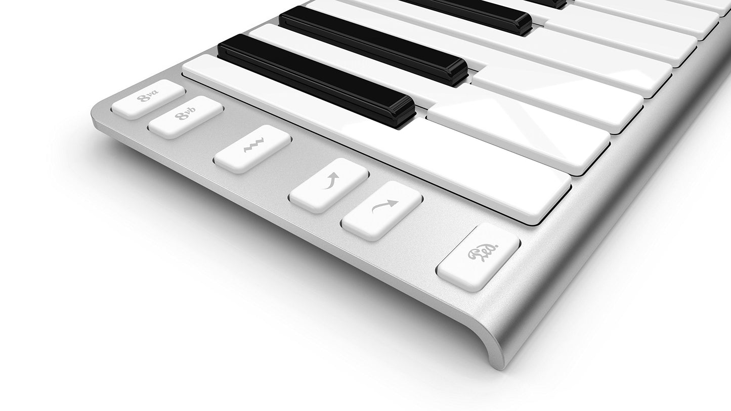 Xkey - driver de teclado MIDI USB 25 - Marco de aluminio ultrafino estilo Apple, 25 teclas sensibles a la velocidad de tamaño completo, postáctil polifónico, Plug & Play en iPad, iPhone, Mac y PC