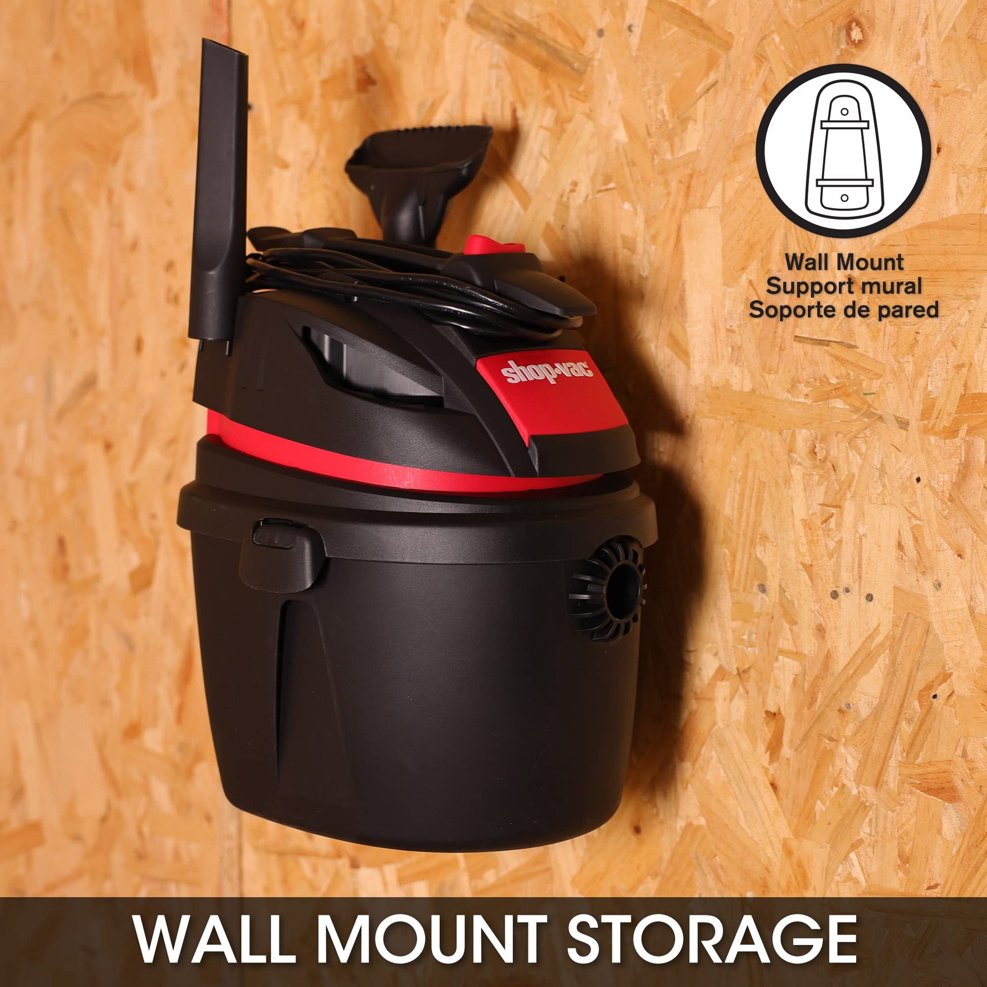Aspiradora Compacta Shop-Vac en Soporte de Pared con Accesorios Multifuncionales