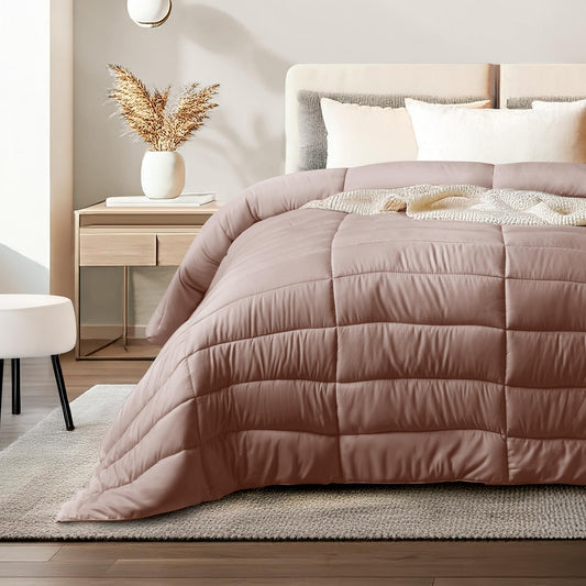 Dreamlab Edredón Acolchado para Toda Estación. Relleno de Microfibras Recubiertas con Gel. Lavado a Máquina. Usar como Edredón o con Funda Duvet. Hipoalergénico. (Rosa Palo, Individual 162 x 223cm)