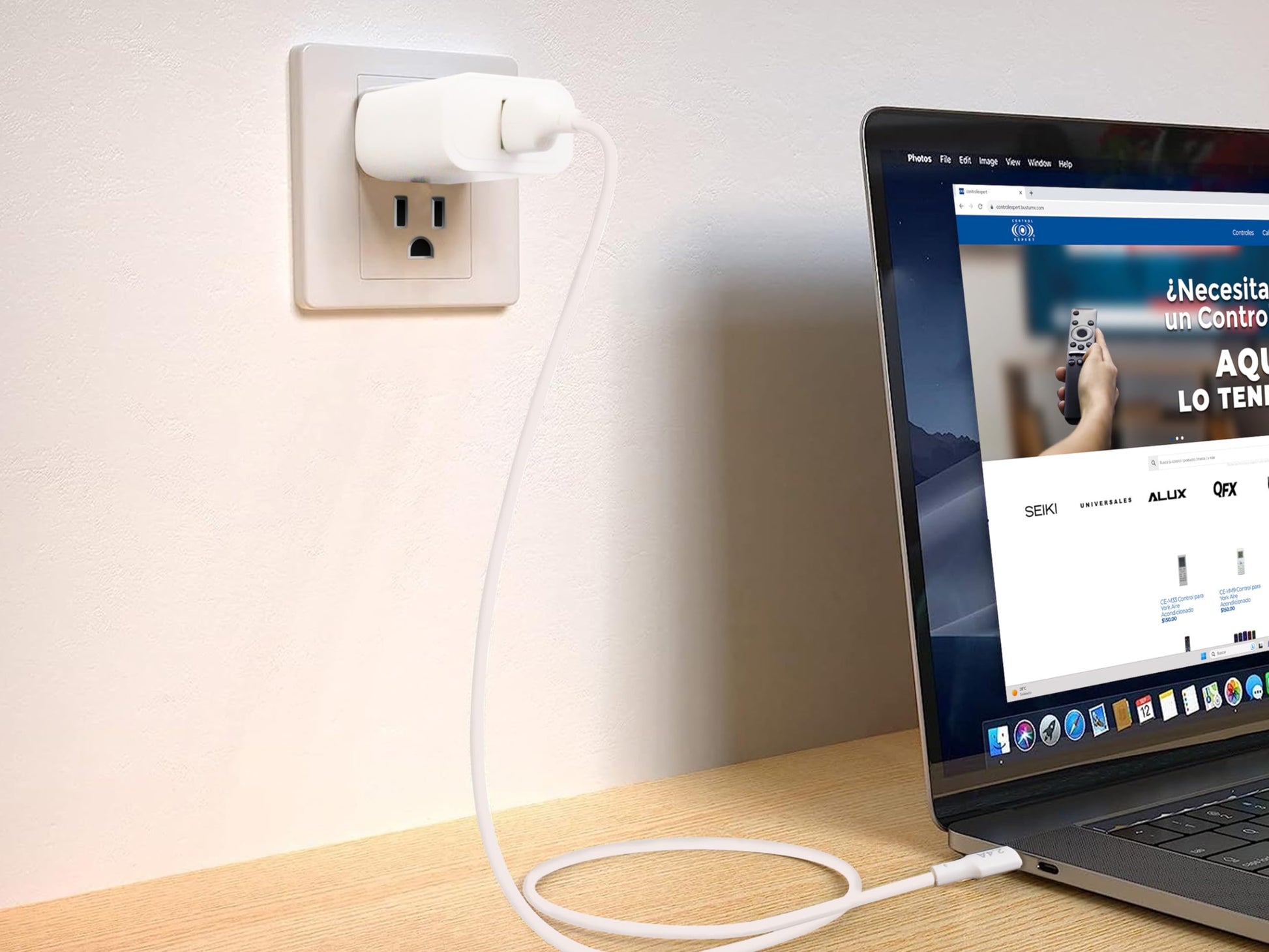 CONTROL EXPERT Combo Cargador Carga Rapida USB a Tipo C 2.4 A Cable 1 Metro (Blanco)