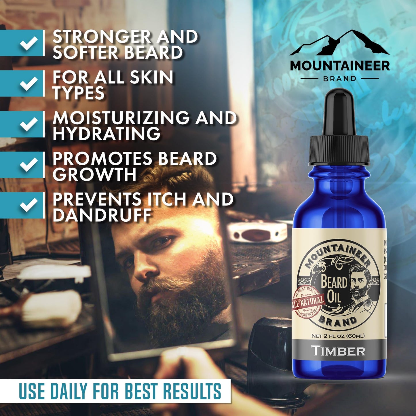 Beard Oil by Mountaineer Brand: WV Citrus & Spice. Beard Conditioning Oil, 2 Ounce Bottle