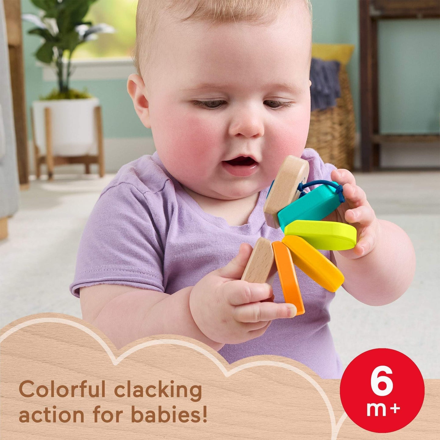 Fisher-Price Juguete para Bebés Oruguita de Madera para bebés de 6 Meses en adelante