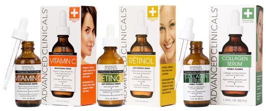 Set de 3 sueros faciales avanzados con Retinol, Vitamina C y Colágeno para combatir arrugas, manchas y rejuvenecer la piel - 52ml/cu - ¡Cuida tu piel como nunca antes!