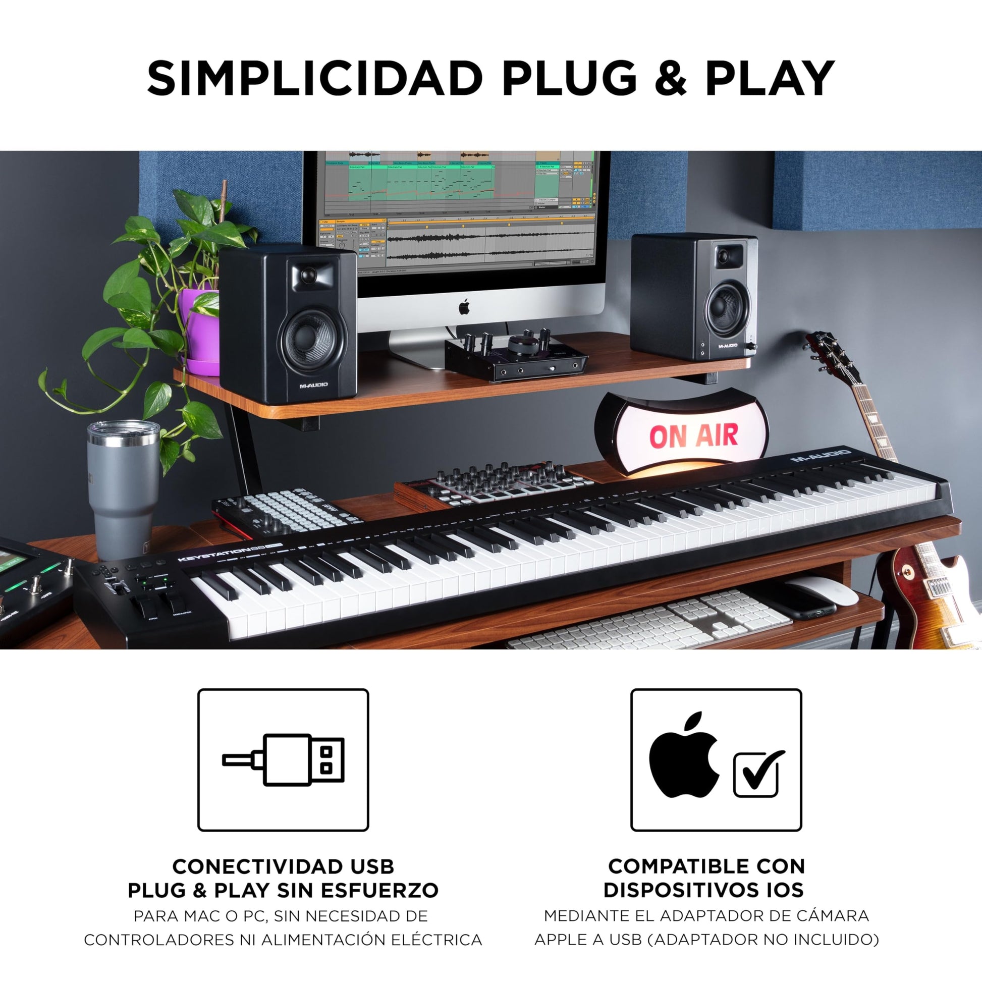 M-Audio Keystation 88 MK3 - Controlador MIDI USB con teclado de 88 teclas semipesadas para manejar sintetizadores virtuales y parámetros de DAW