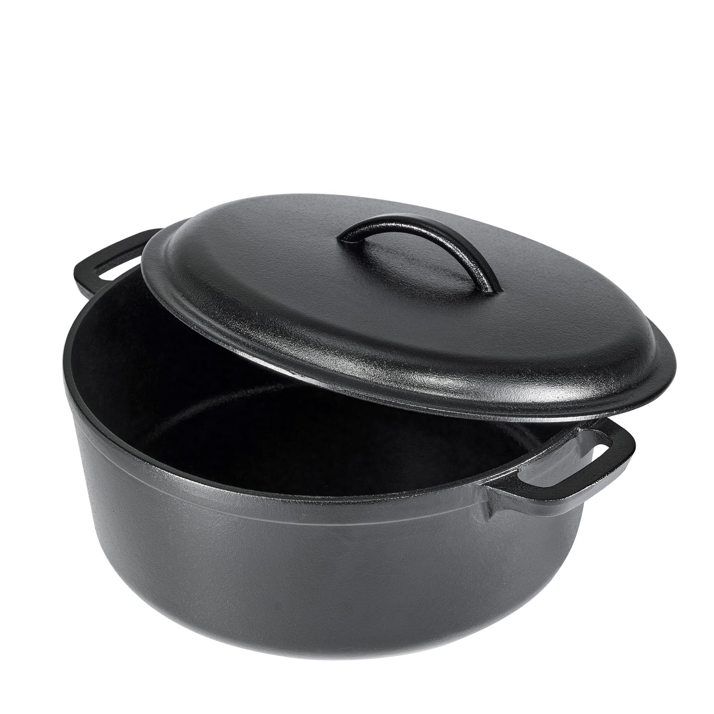 Amazon Basics - Olla holandesa de hierro fundido presazonada con tapa y asas dobles, 7 cuartos de galón