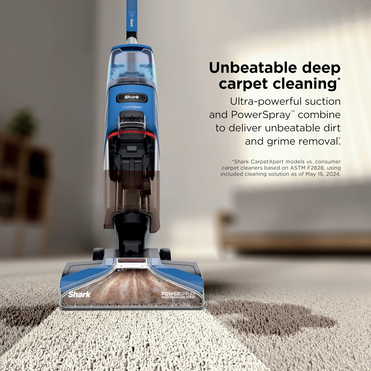 Limpiador Vertical de Alfombras Shark CarpetXpert Azul Ligero y Potente para Mascotas