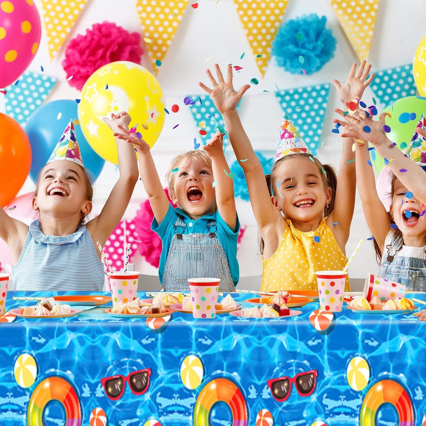 Decoraciones para fiestas en la piscina, 96 piezas de suministros para fiestas en la piscina, platos de papel para fiestas de verano, decoraciones de fiesta de cumpleaños, decoraciones de fiesta