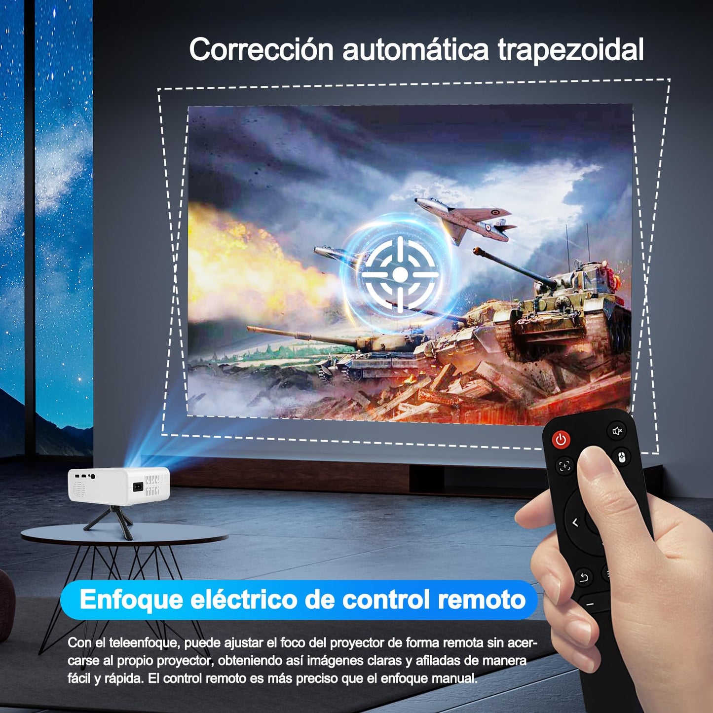 Proyector Portátil Actualizado, Proyectores WiFi Incorporado Sistema 11.0