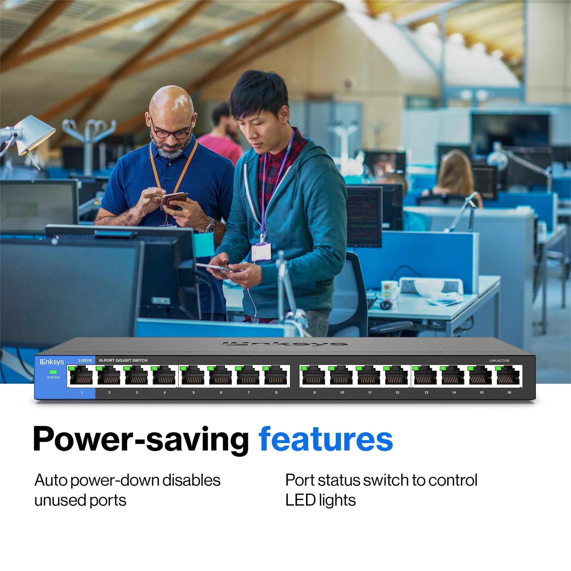 Linksys LGS116 Switch Gigabit Ethernet (10/100/1000) Negro - Switch de Red (Gigabit Ethernet (10/100/1000))