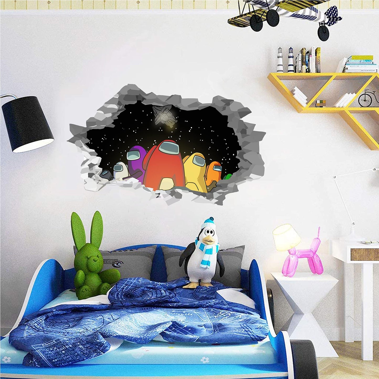 Unicorn Among Us Pegatinas de pared para dormitorio, calcomanías de pared, decoración de pared para niños, escritorio de computadora, pegatinas impermeables de juegos populares para laptop, botellas