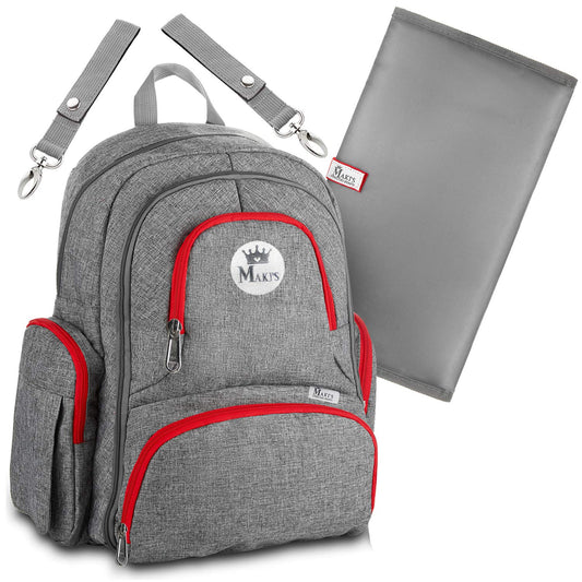 Mochila para Pañales de Bebé Organizador con Correas para Carriola y Bolsillo para Toallitas Bonus Bolsa Térmica y Cambiador para Mamá y Papá