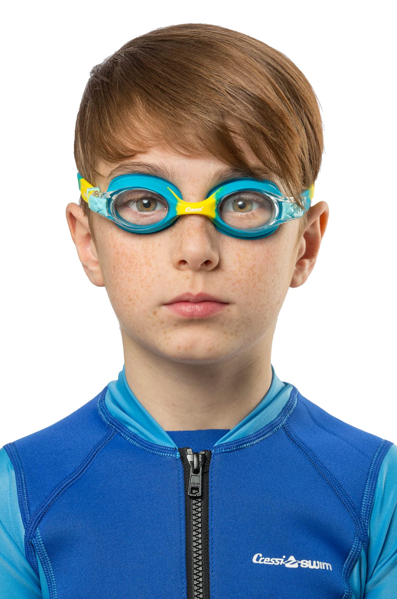 Cressi Dolphin 2.0, Azure/Amarillo, Clear Lens, Talla única