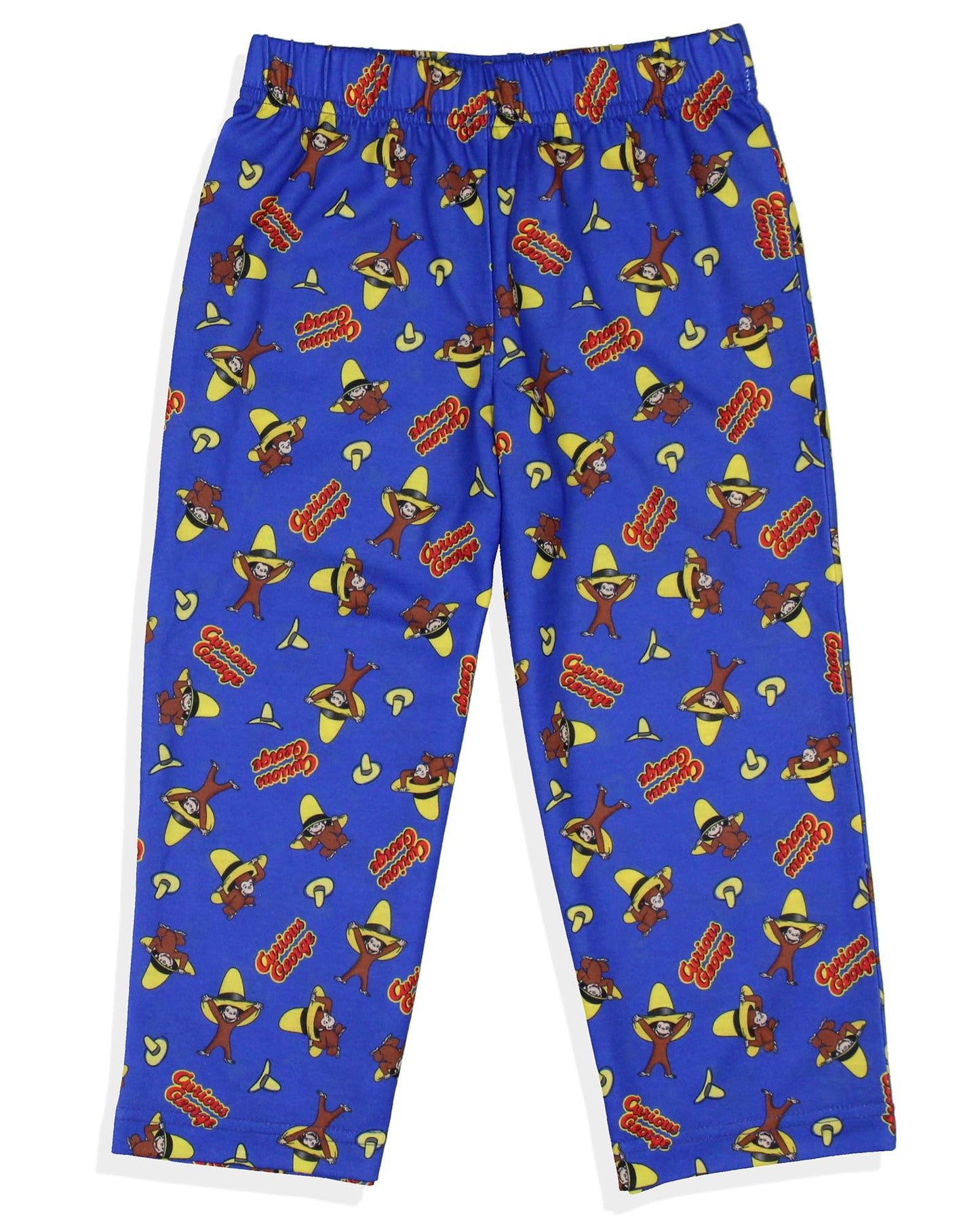 INTIMO Conjunto de pijama de 2 piezas para niños pequeños con manga larga y pantalón largo estilo raglán de Curious George Big Yellow Hat para niños y niñas, talla 4T