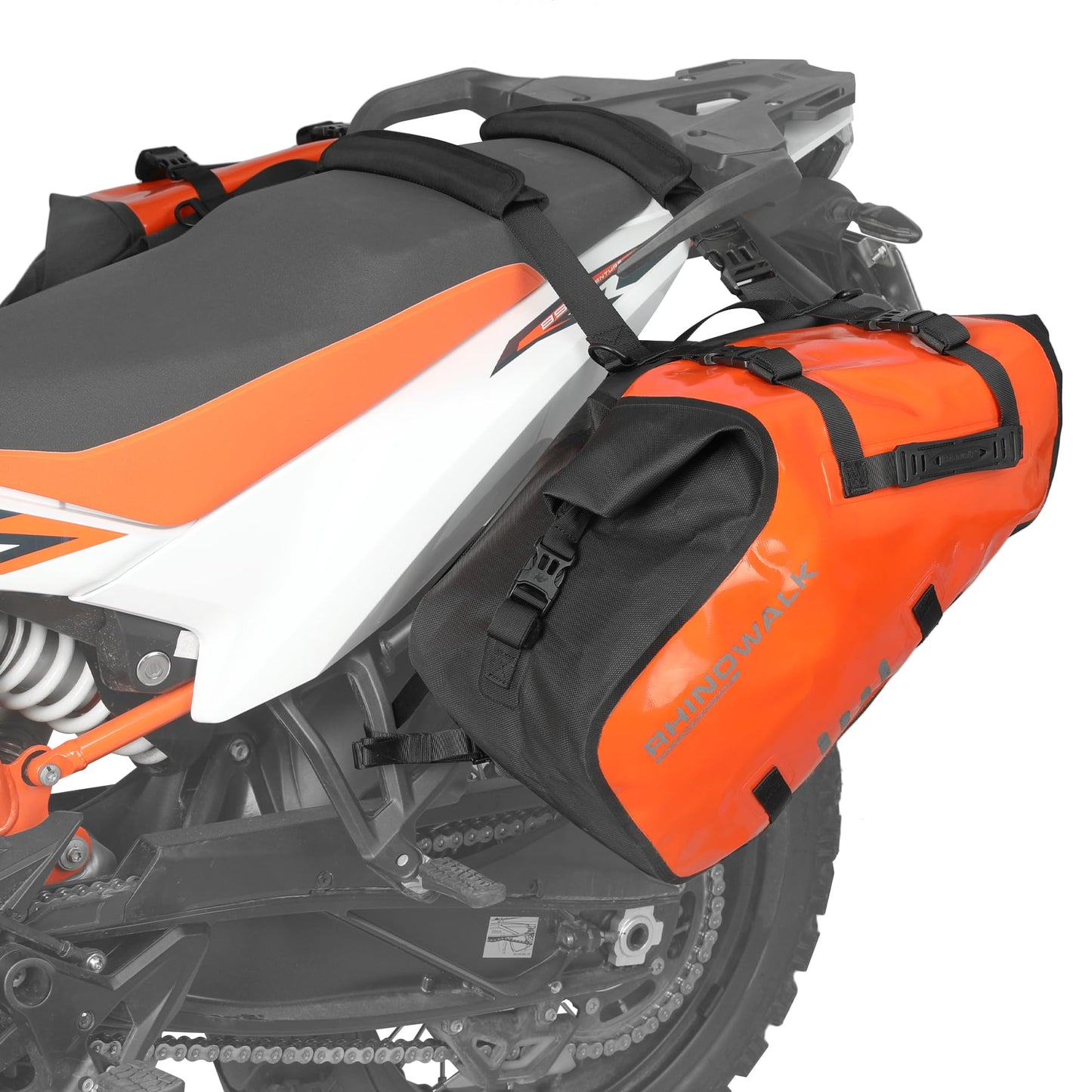 Alforjas Laterales Rhinowalk Naranja Impermeables 28 Litros para Motocicleta