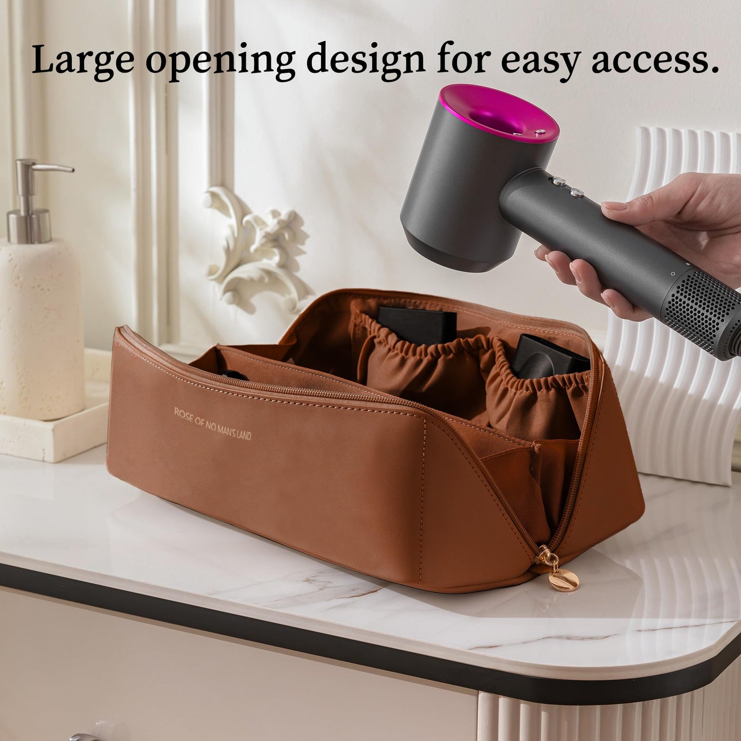 Linpr Estuche de Viaje Compatible con Dyson Airwrap Styler, Bolsa de Almacenamiento de Viaje Portátil para Secador de pelo, Estuche Organizador Impermeable para Shark Flexstyle (Marrón)