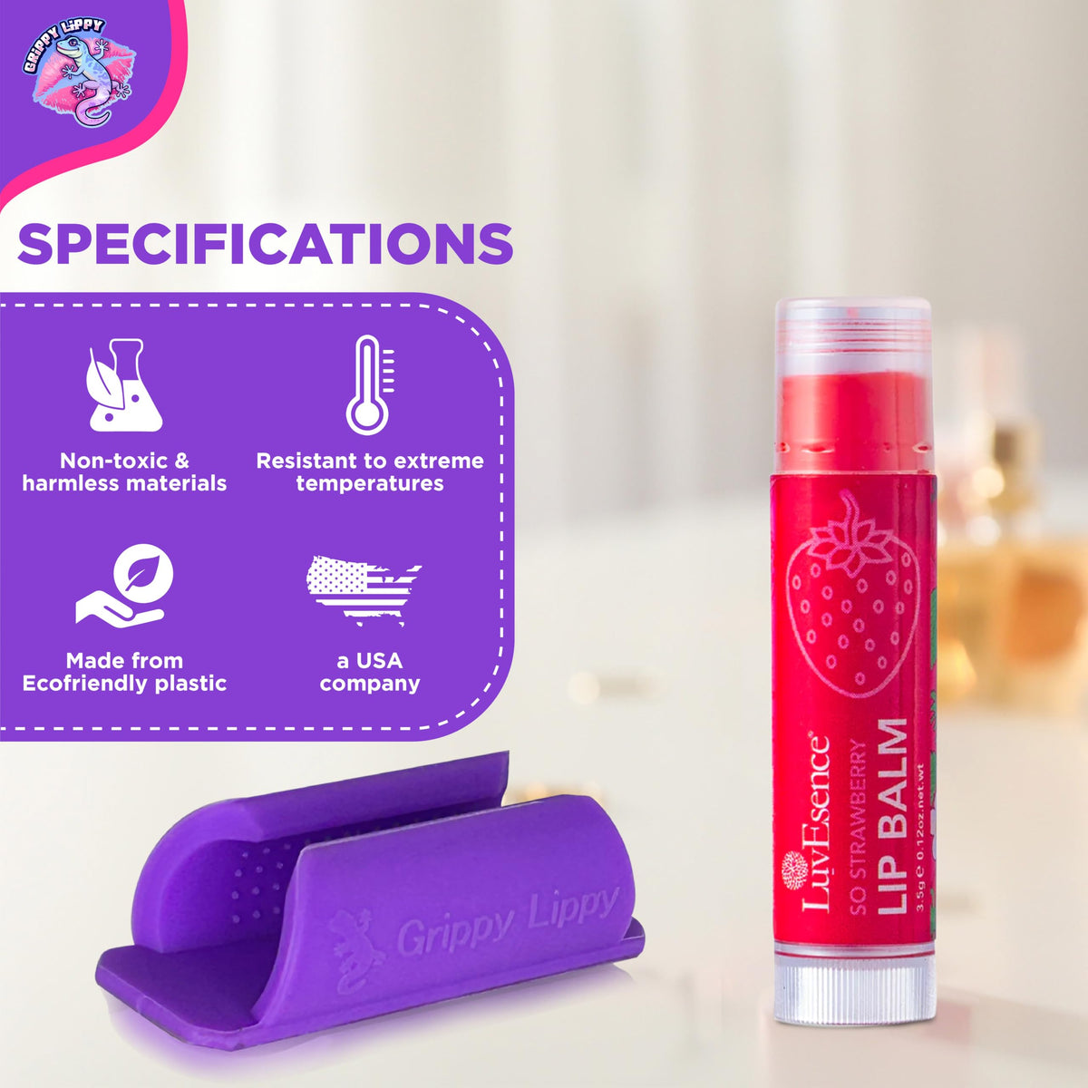 Estuche duradero para bálsamo labial, paquete de 2 en rosa y morado | Básico de viaje versátil para brillo de labios, bálsamo labial y aceite de labios | Almacenamiento ideal de bálsamo labial para