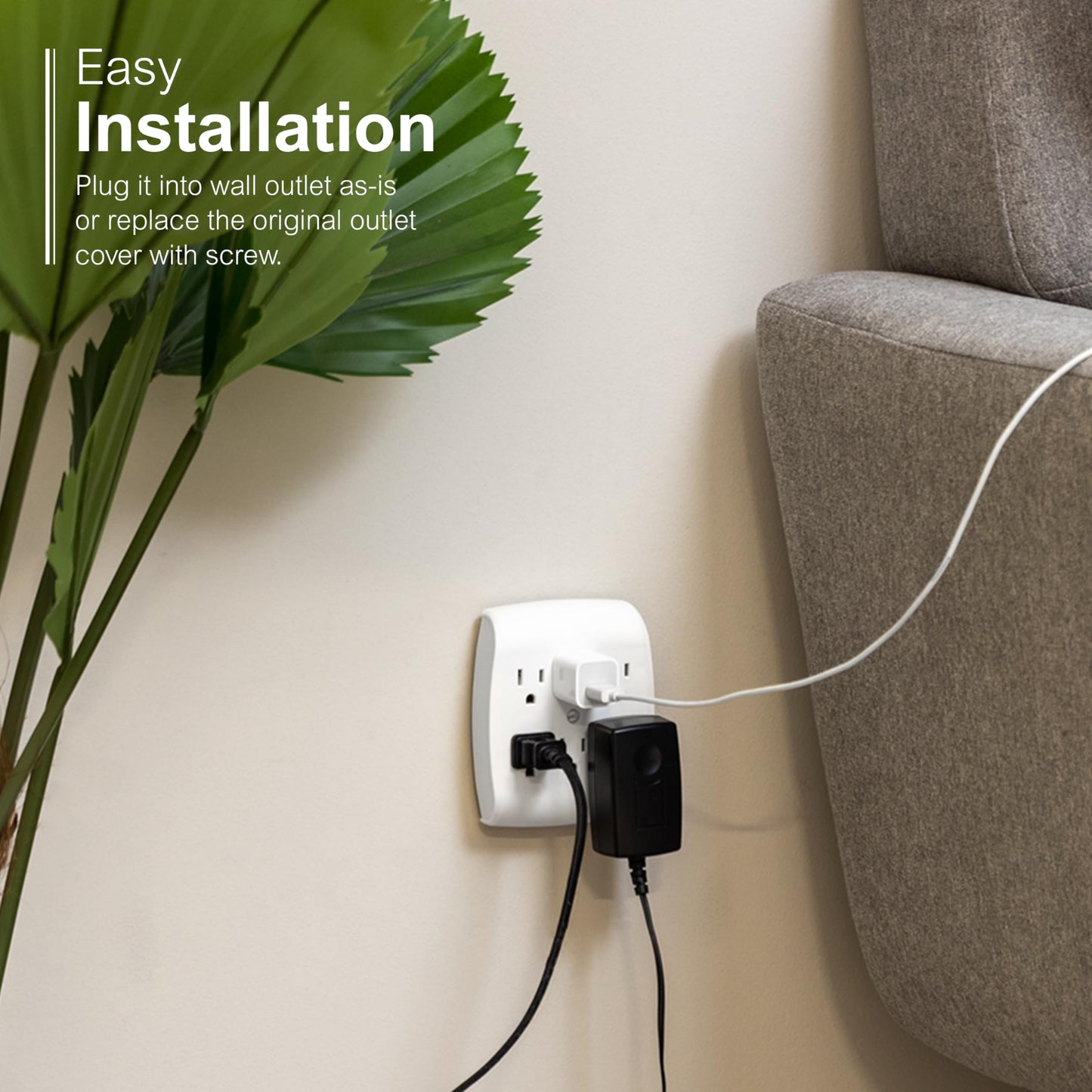 GE Adaptador de Tierra para pared con 6 enchufes Blanco