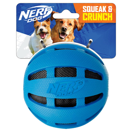 Pelota de Goma Nerf Dog Azul con Crunch y Squeak para Perro Mediano/Grande