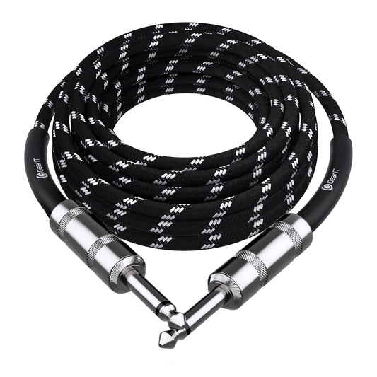 GEARit - Cable de audio para instrumento (20 pies) de 1/4 pulgadas a 1/4 pulgadas recto macho a macho para cable AMP, bajo y guitarra eléctrica, color negro y blanco