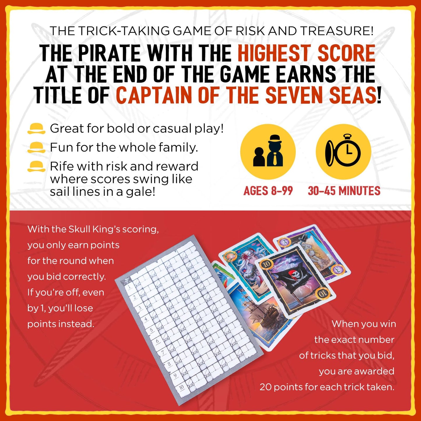 Juego de Cartas Skull King Grandpa Beck's Games Pirata para de 2 a 8 Jugadores