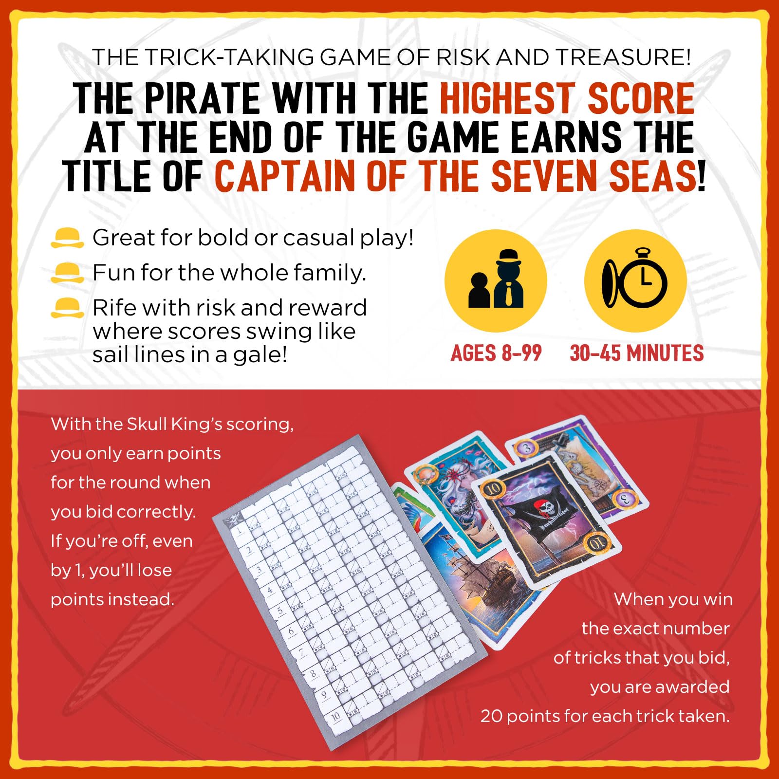 Juego de Cartas Skull King Grandpa Beck's Games Pirata para de 2 a 8 Jugadores