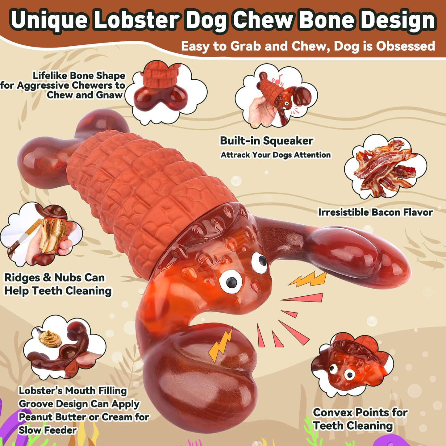 Juguetes para perros para masticadores agresivos, juguetes interactivos para masticar perros grandes, juguetes indestructibles para perros chirriantes para mantenerlos ocupados, juguetes duros para