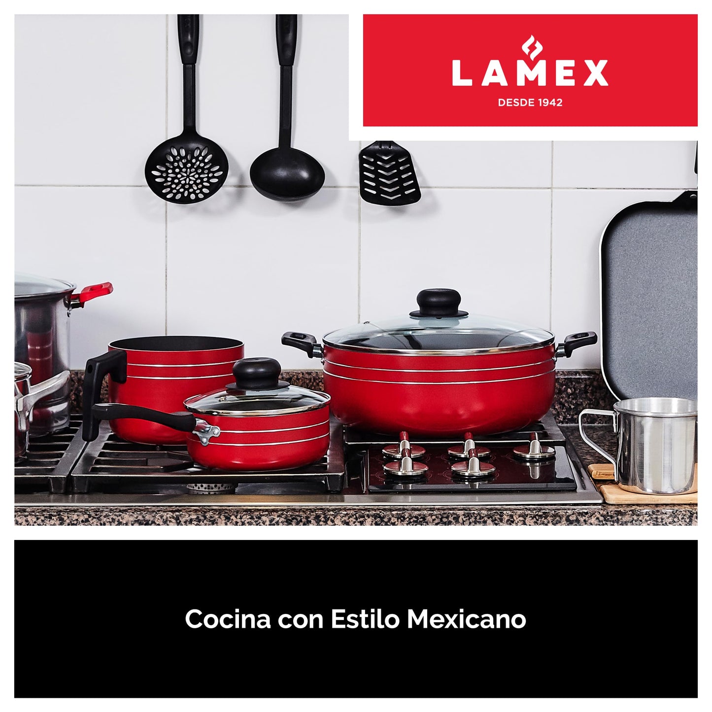 LAMEX | Charola Texas Grill Antiadherente - 4mm de Espesor | Bateria de Cocina - Utensillos de Cocina | Charolas para Hornear - Ideal para tu Hogar & Cocina Integral | Resistente Asas de Aluminio