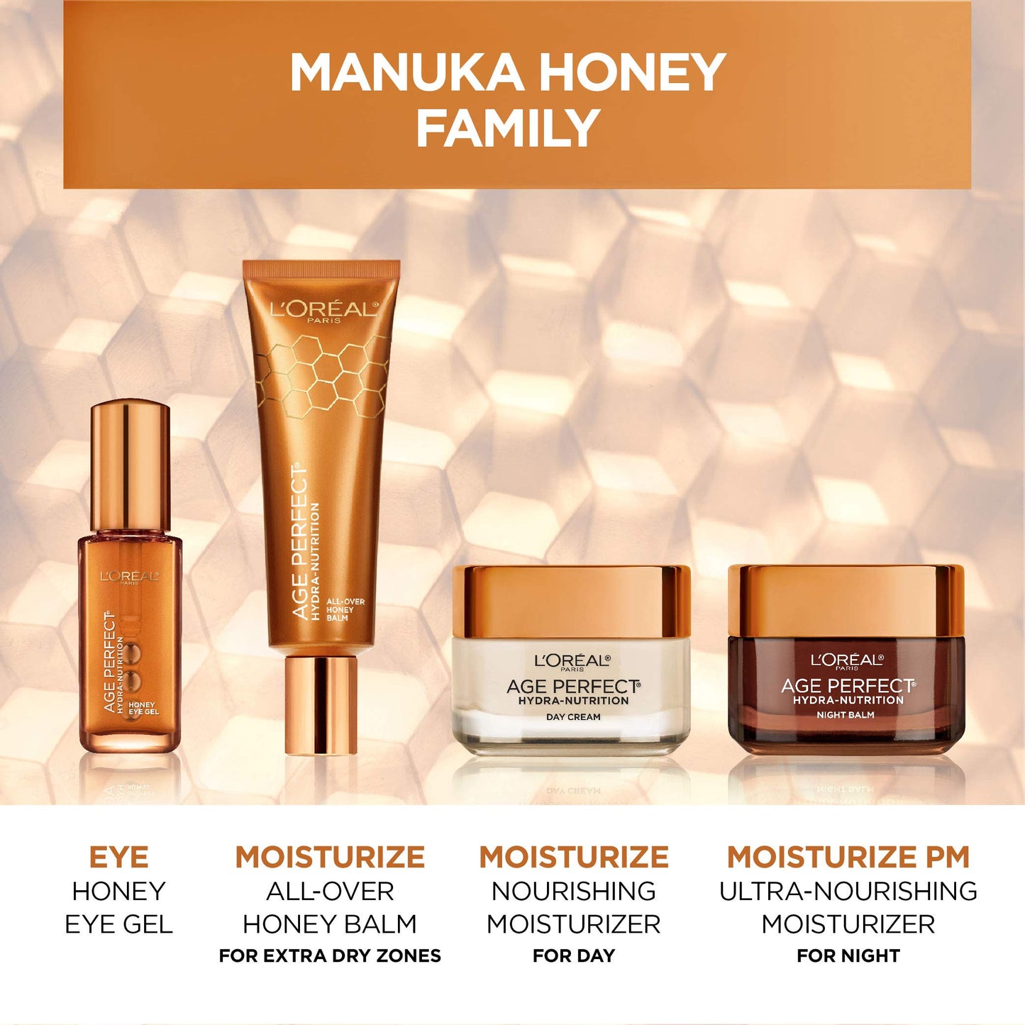 Face Moisturizer by L’Oreal Paris, Age Perfect Hydra-Nutrition Day Cream with Manuka Honey Extract and Nurturing Oils, Anti-Aging Cream to Firm and Improve Elasticity on Dry Skin, Paraben Free, 1.7 oz