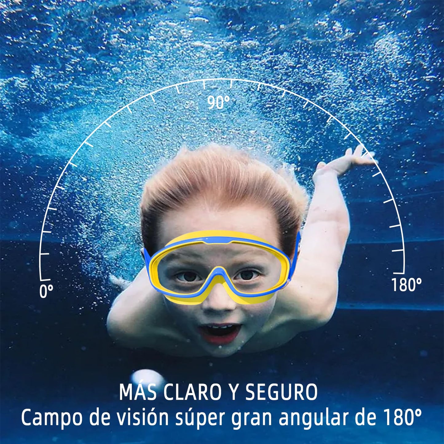 Anteojos de Natación Gafas de Montura Grande Antivaho y Protección UV para Niños