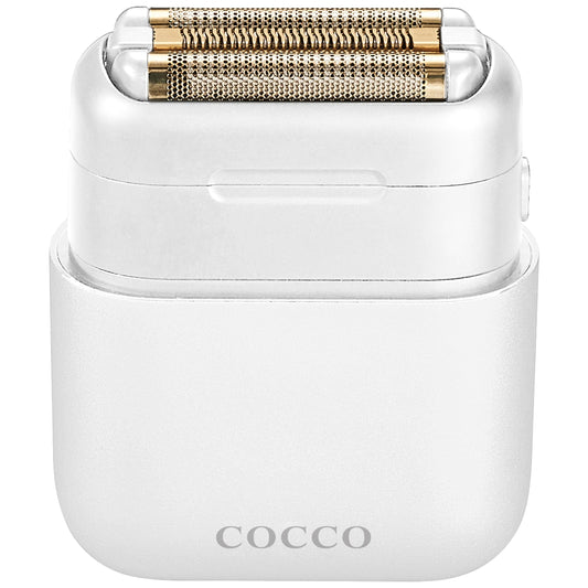 Afeitadora Cocco Blanca Triple Hoja Dorada con Acelerador Inteligente para Uso en Seco y Húmedo