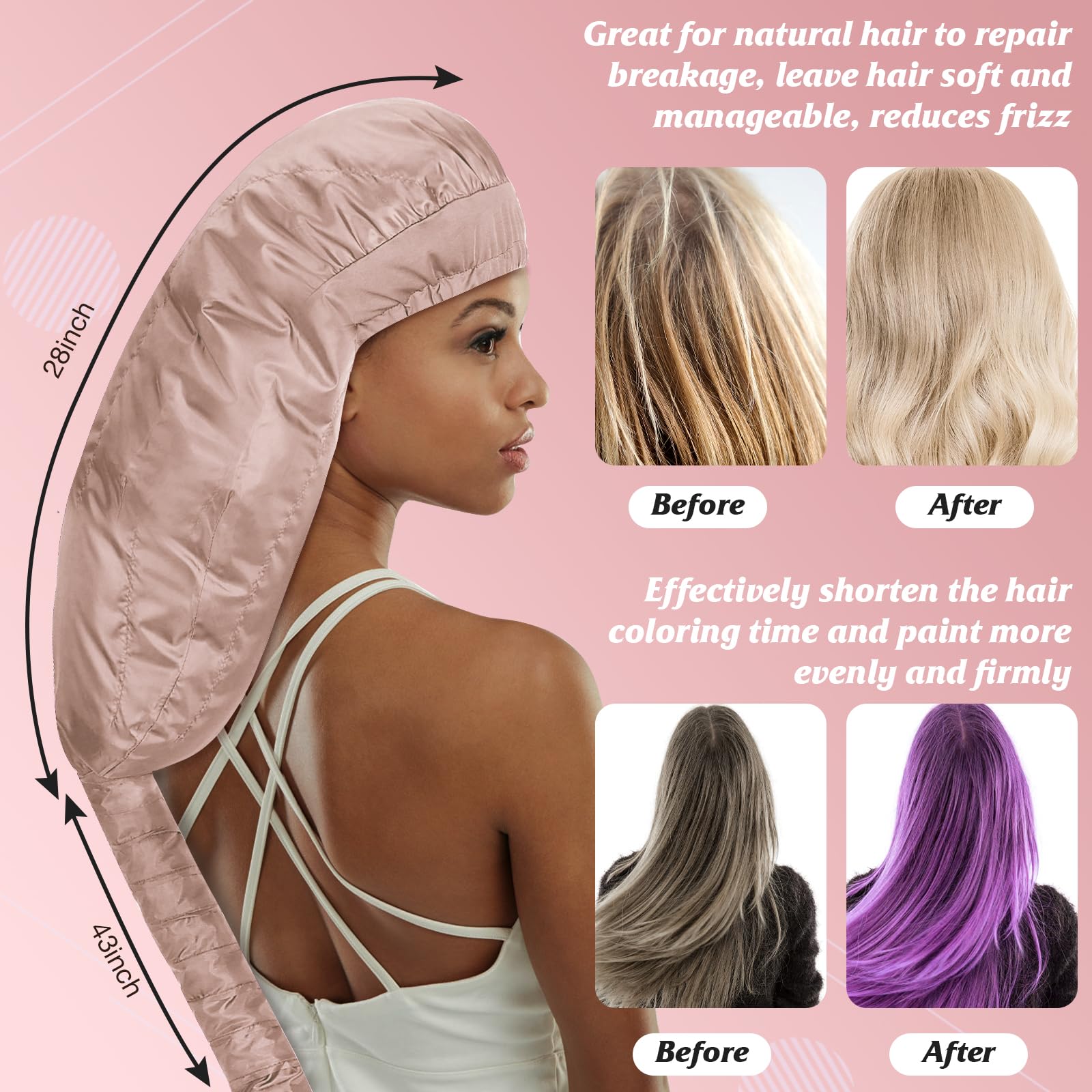 Accesorio Secador De Pelo Versión Extendida Rosa con Diadema para Reducir Calor en Peinado y Secado