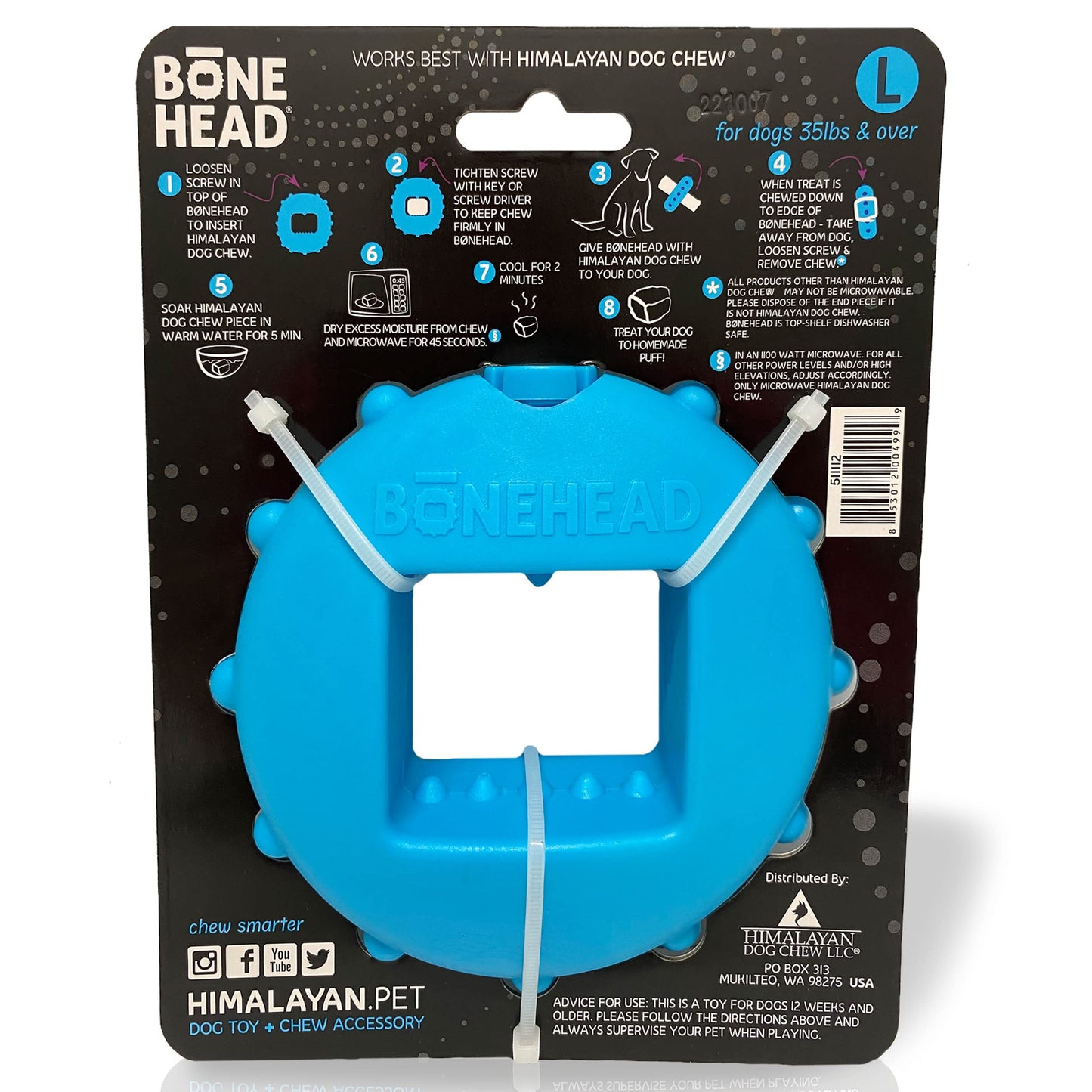 Himalayan Dog Chew Bonehead - Soporte grande para masticar perros asegura masticables para perros, masticar más inteligente y más tiempo, estimula a tu perro, sostiene masticables de yak con cierre de