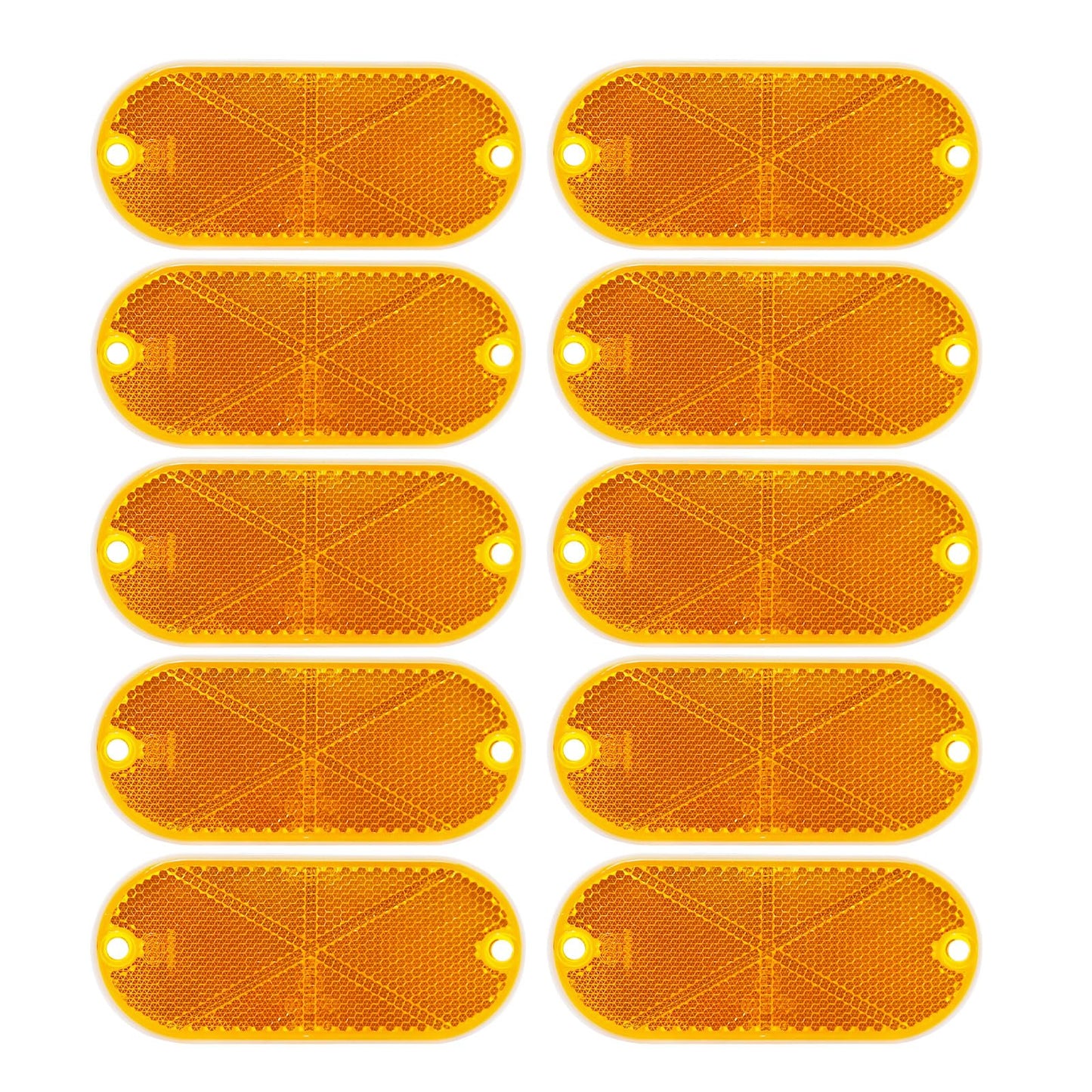 ZUDKSUY - Paquete de 10 reflectores delanteros ovalados reflectores para buzón de correo, para remolques, entradas, puertas, coches, barcos, reflectores de poste de seguridad con agujeros de montaje