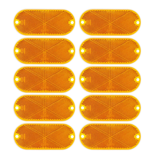 ZUDKSUY - Paquete de 10 reflectores delanteros ovalados reflectores para buzón de correo, para remolques, entradas, puertas, coches, barcos, reflectores de poste de seguridad con agujeros de montaje