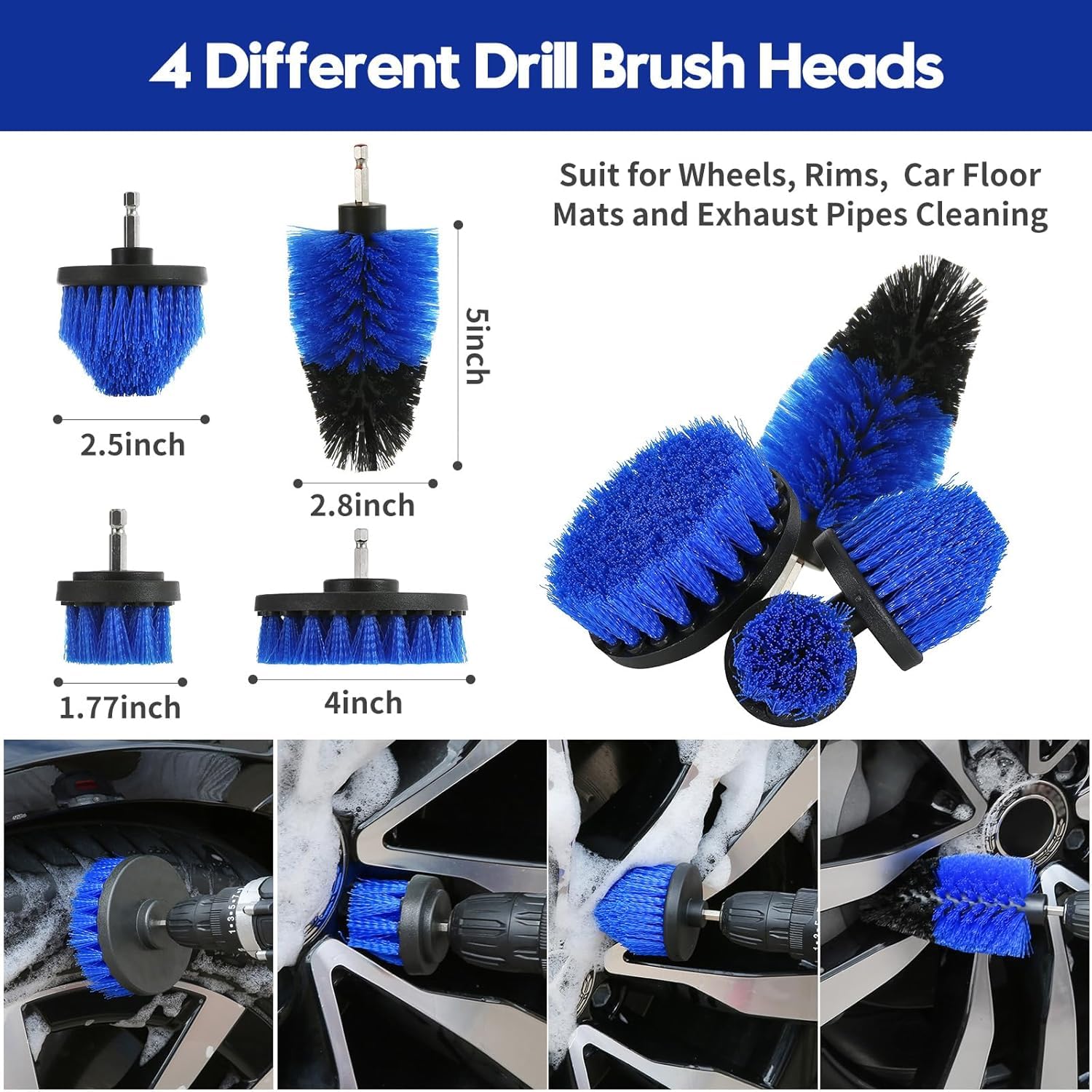 Korins 33Pzs Juego de Cepillos para Coches, Kit de Limpieza del Coche, Kit de Detallado del Coche, Cepillos de Limpieza, Herramienta para Limpiar el Parabrisas del Coche