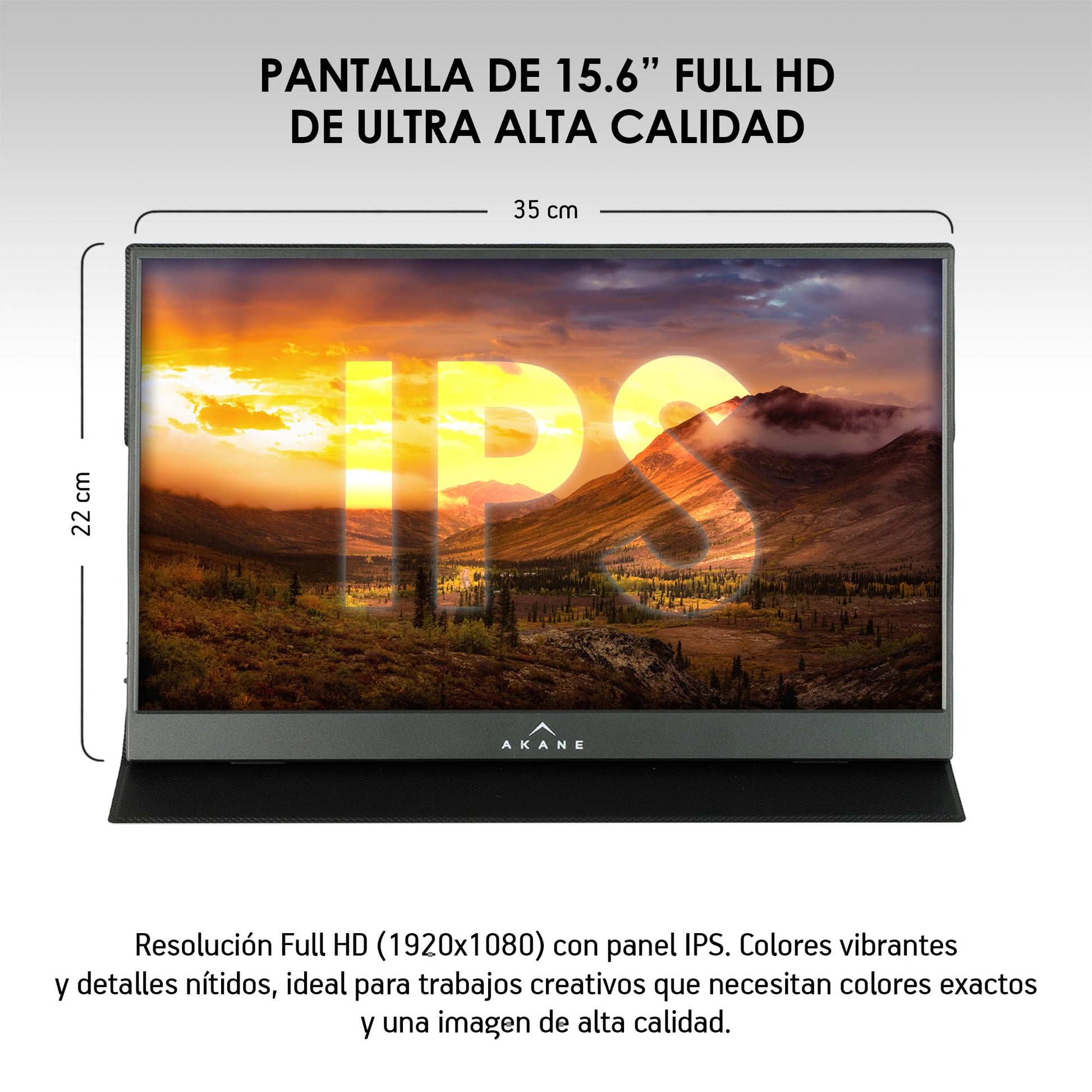 Akane Monitor Portátil Full HD 15.6 Pulgadas, Pantalla Externa para Laptop, Celular y Consola, Conexión USB-C y Mini HDMI, para Android, iOS, Windows, Nintendo Switch y más, con Funda Magnética
