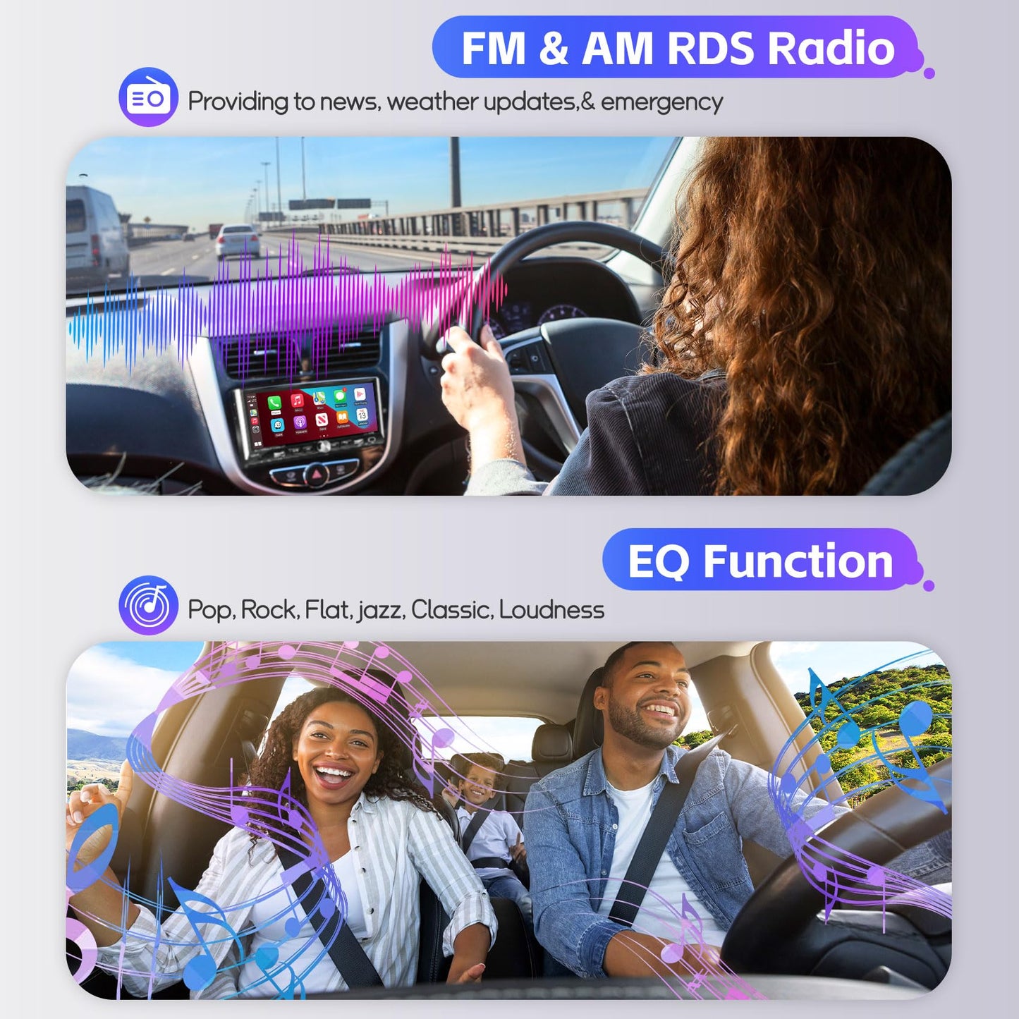 Sobalai Estéreo de Coche de un Solo DIN con Carplay & Android Auto