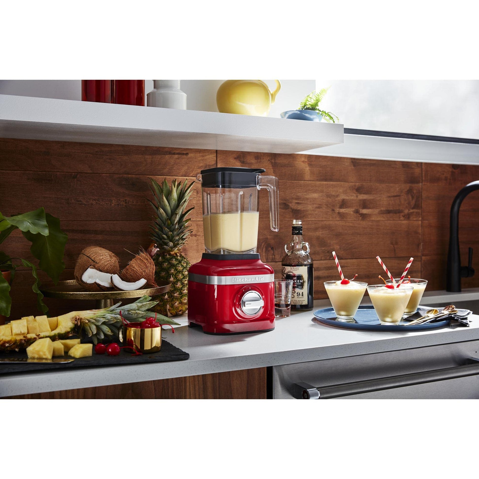 KitchenAid KSB1325PA K150 Licuadora trituradora de hielo de 3 velocidades, 40 onzas, color rojo pasión