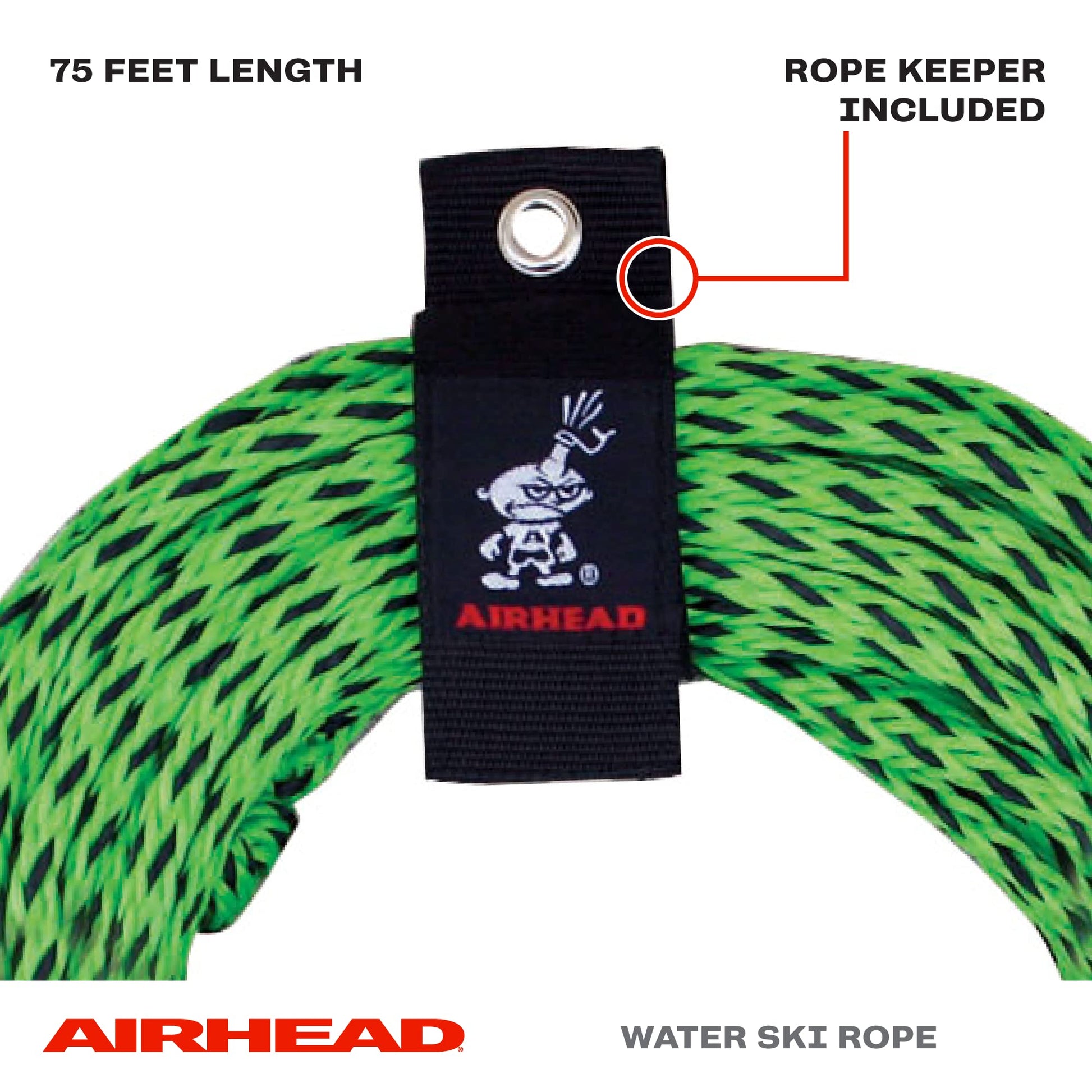 Kwik Tek AIRHEAD AHSR-9 Watersports Rope with Eva Handle, 75 -Feet