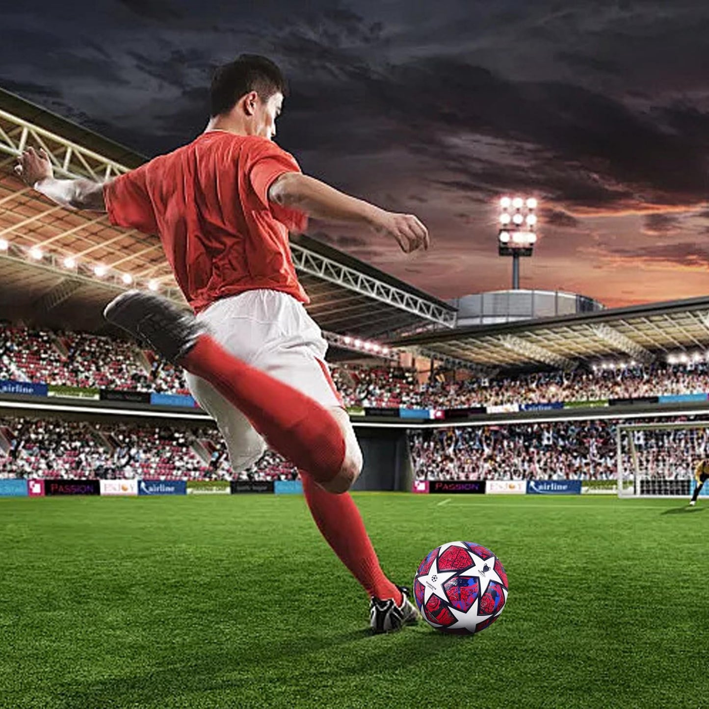 Balón de Fútbol QMCZLA Rojo tamaño 5 para Entrenamiento Juvenil y Fans de la Champions League
