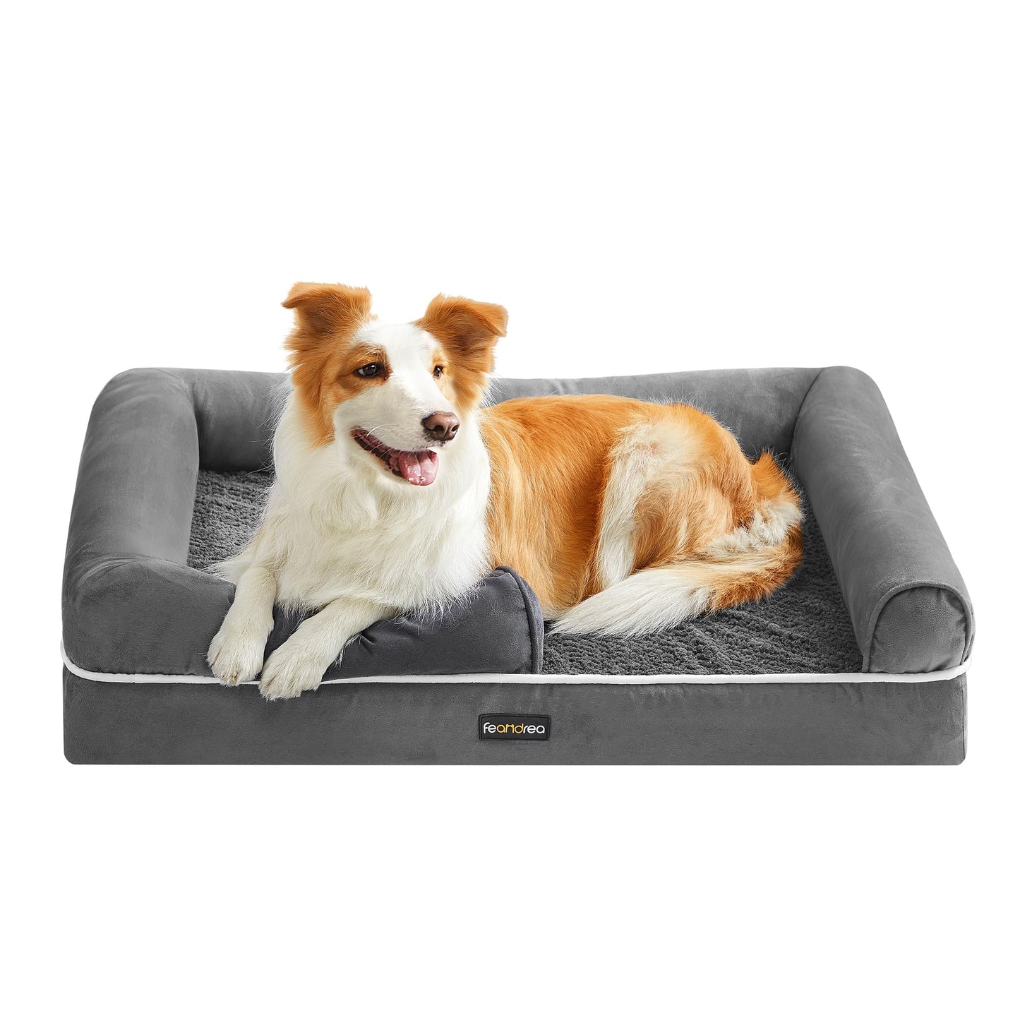 Cama Ortopédica para Perros Feandrea Gris Claro Funda Extraíble y Lavable