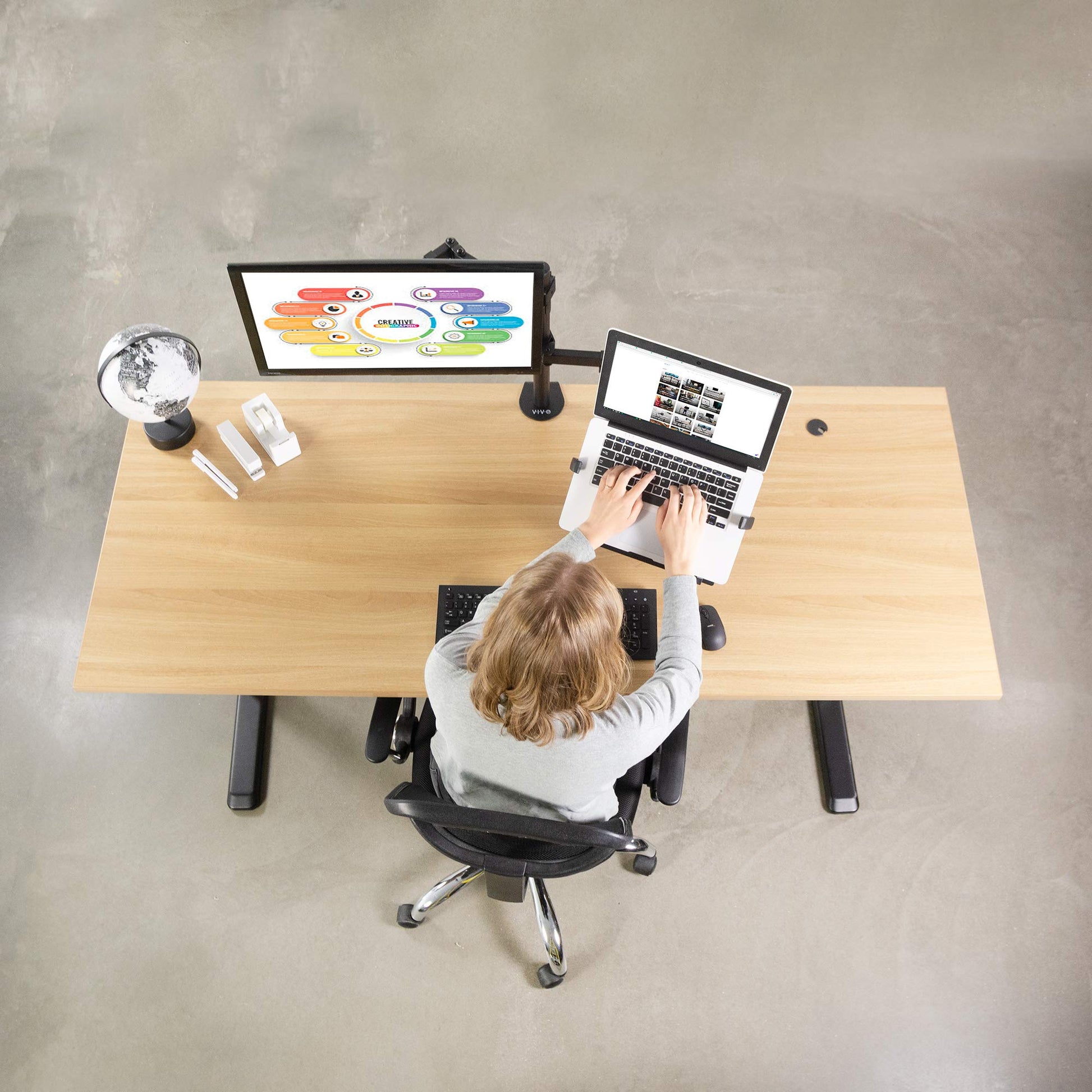 Soporte Universal Ajustable para Portátil Vivo Plata para Brazos de Monitor VESA