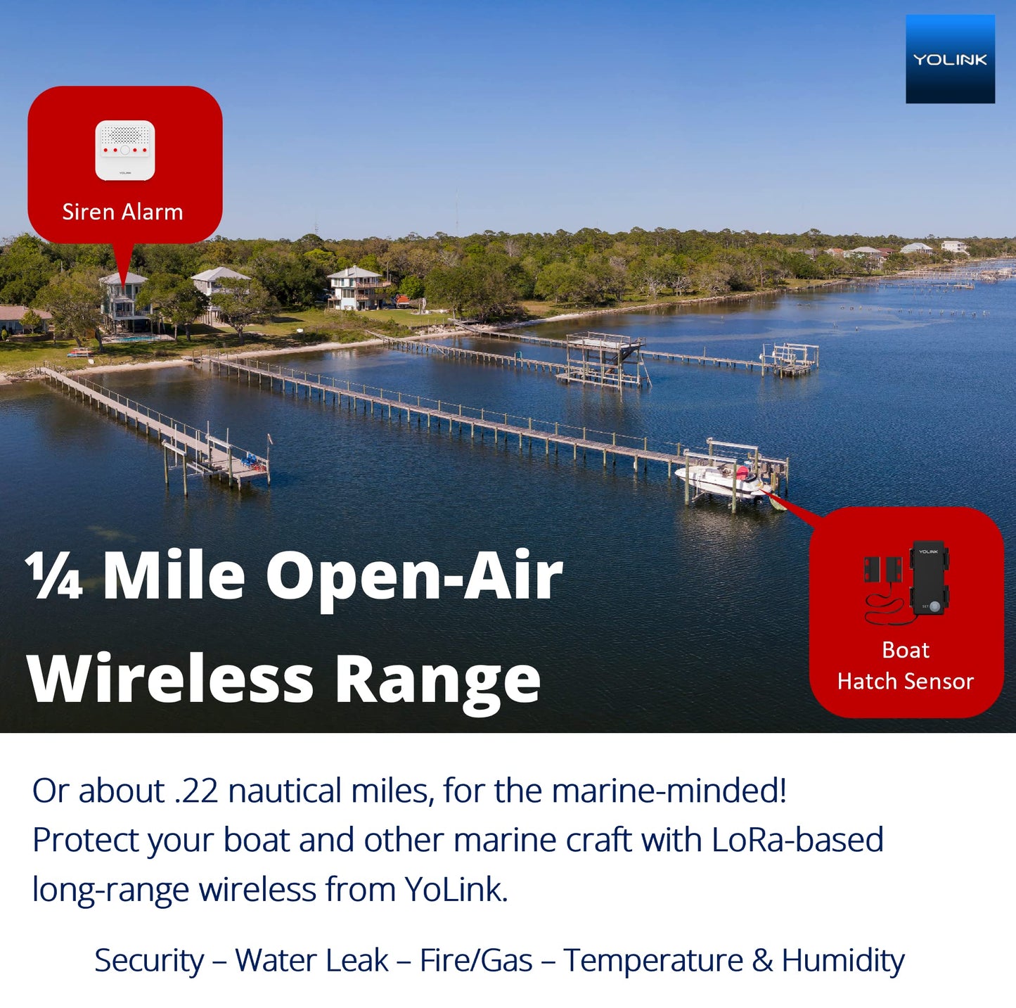 Sensor de Contacto Inteligente YOLINK Exterior Alcance de 1/4 Milla