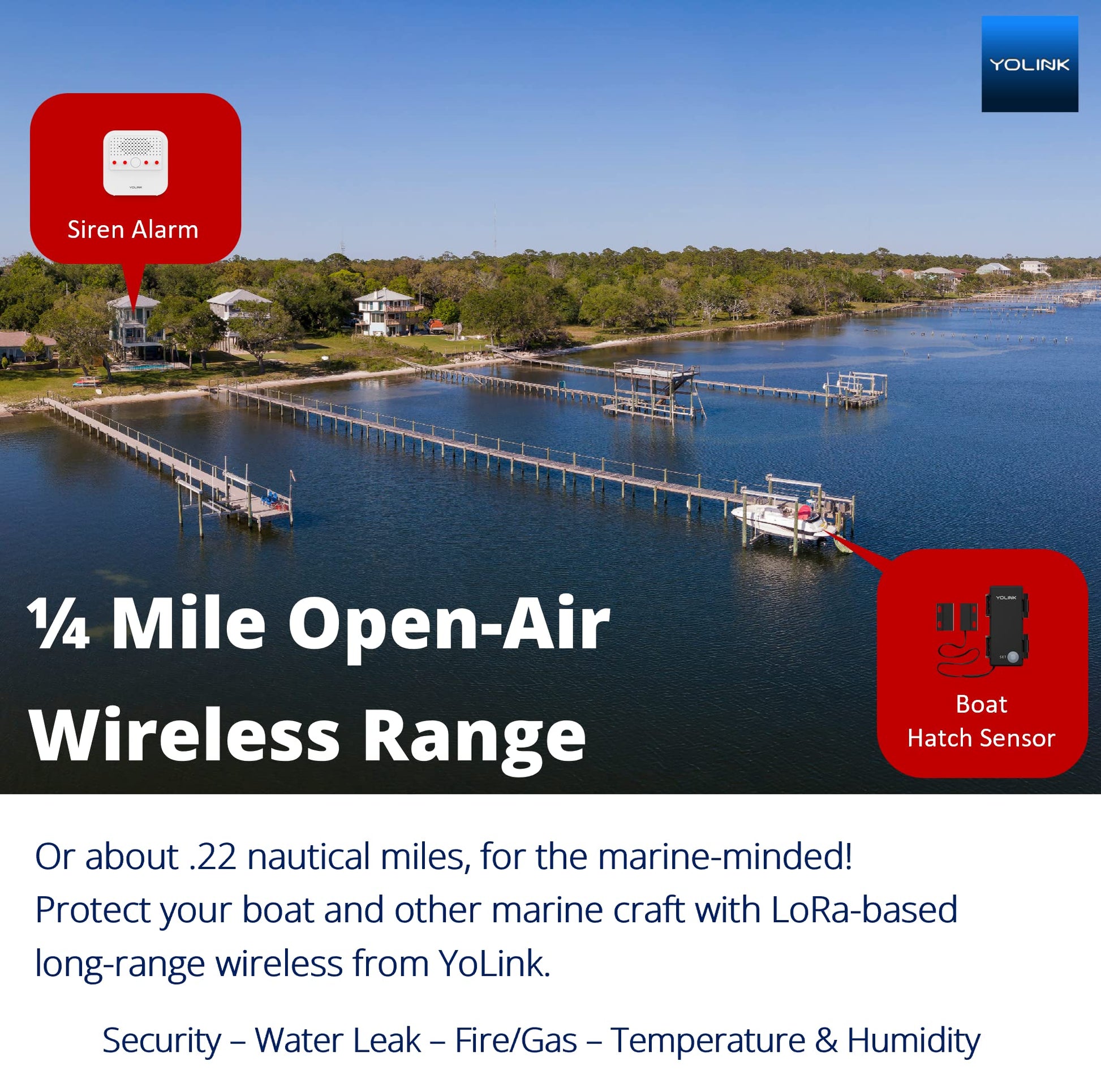 Sensor de Contacto Inteligente YOLINK Exterior Alcance de 1/4 Milla